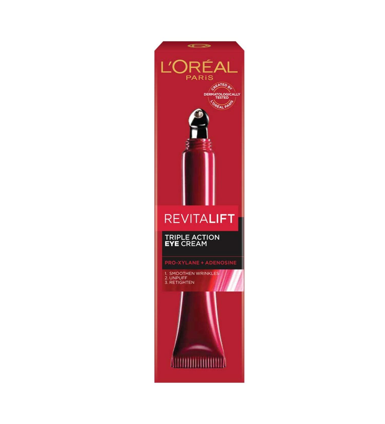 L'Oreal Paris Revitalift Triple Action Eye Cream 15ml - Targeted Eye Treatment - Buy Online on GoSupps.com