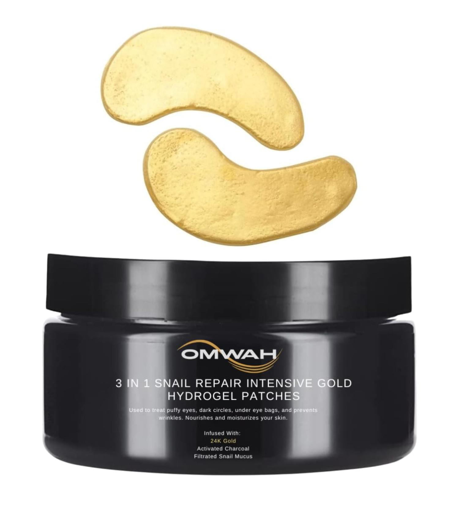 OMWAH Under Eye Mask | 24K Gold & Snail Mucin Hydrogel Patches for Dark Circles & Puffiness | 60 PCS - Beauty & Personal Care - Buy Online on GoSupps.com
