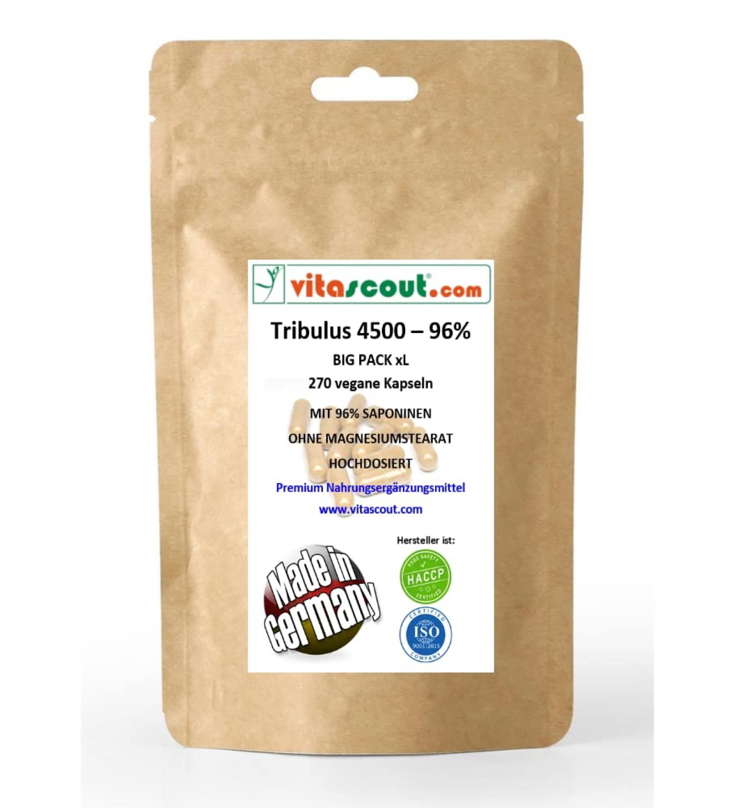 Buy Tribulus Terrestris 750mg - 270 Vegetarian Capsules | 96% Saponins | Premium Quality - No Magnesium Stearate - VitaScout  - Buy Online on GoSupps.com