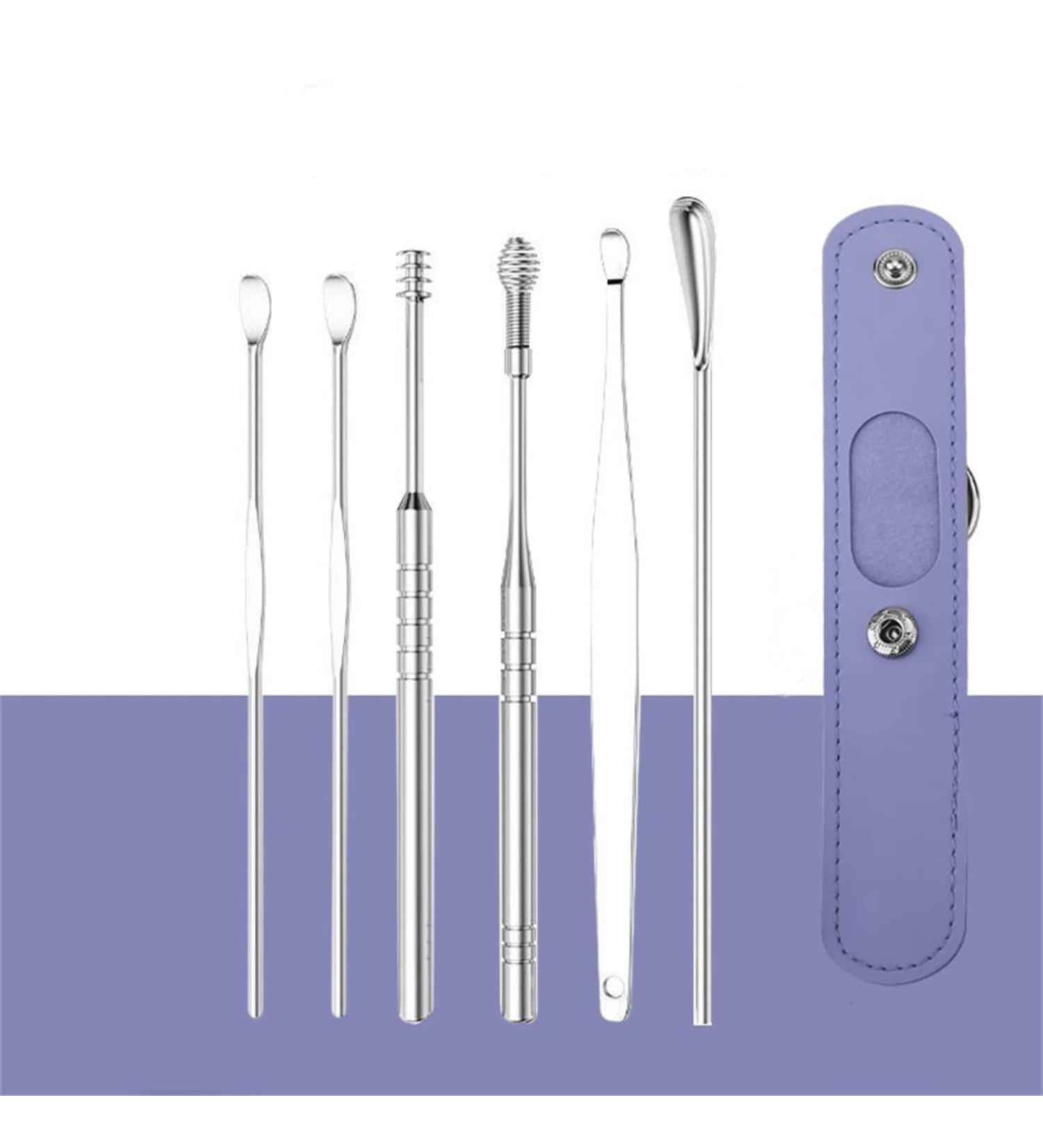 6-Piece Ear Pick Earwax Removal Kit with Innovative Spring Tool in Purple Storage Box - Buy Online on GoSupps.com