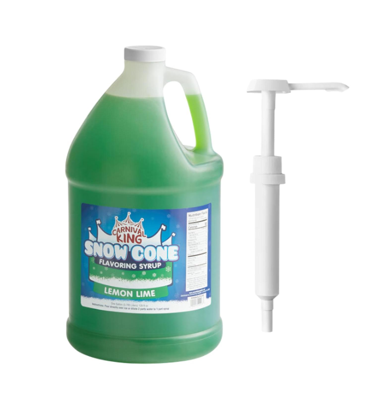 ZippySweets - Lemon Lime Flavour Snow Cone Syrup with Complimentary Pump 1 Gallon - Makes Up to 128 Shaved Ice Treats Perfect Shaved Ice Syrup for Parties and Gatherings - Buy Online on GoSupps.com