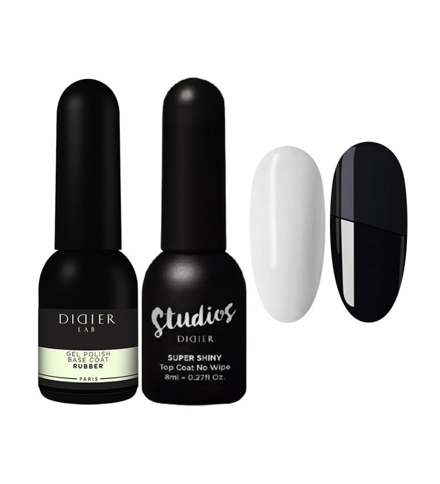 Didier Lab Rubber Base & Top Coat Gel Nail Polish Set - Clear Base Gel with No Wipe Top Coat - Long Lasting UV LED Polish for Strong Nails - Buy Online on GoSupps.com