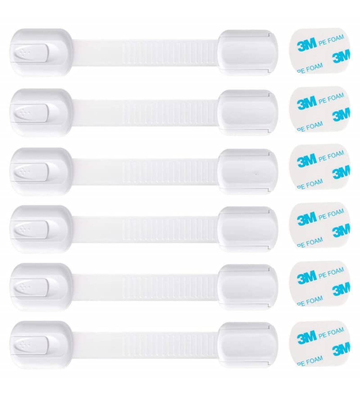 Child Safety Cabinet Locks - (6Pack) Including (6 Extra 3M Tape) Baby Proofing Latches to Drawer-Door Fridge-Oven-Toilet Seat-Kitchen-Cupboard Appliance Can with 3M Adhesive - Adjustable Strap - Buy Online on GoSupps.com