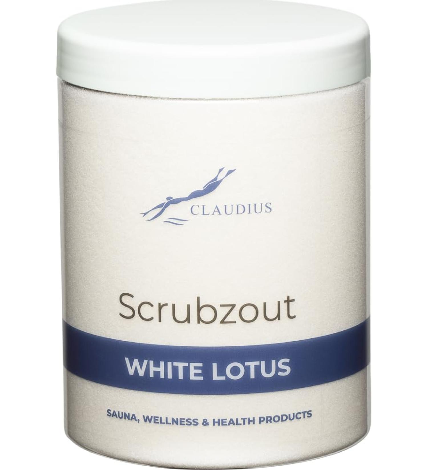 Claudius White Lotus scrub salt in handy jar 1250 grams