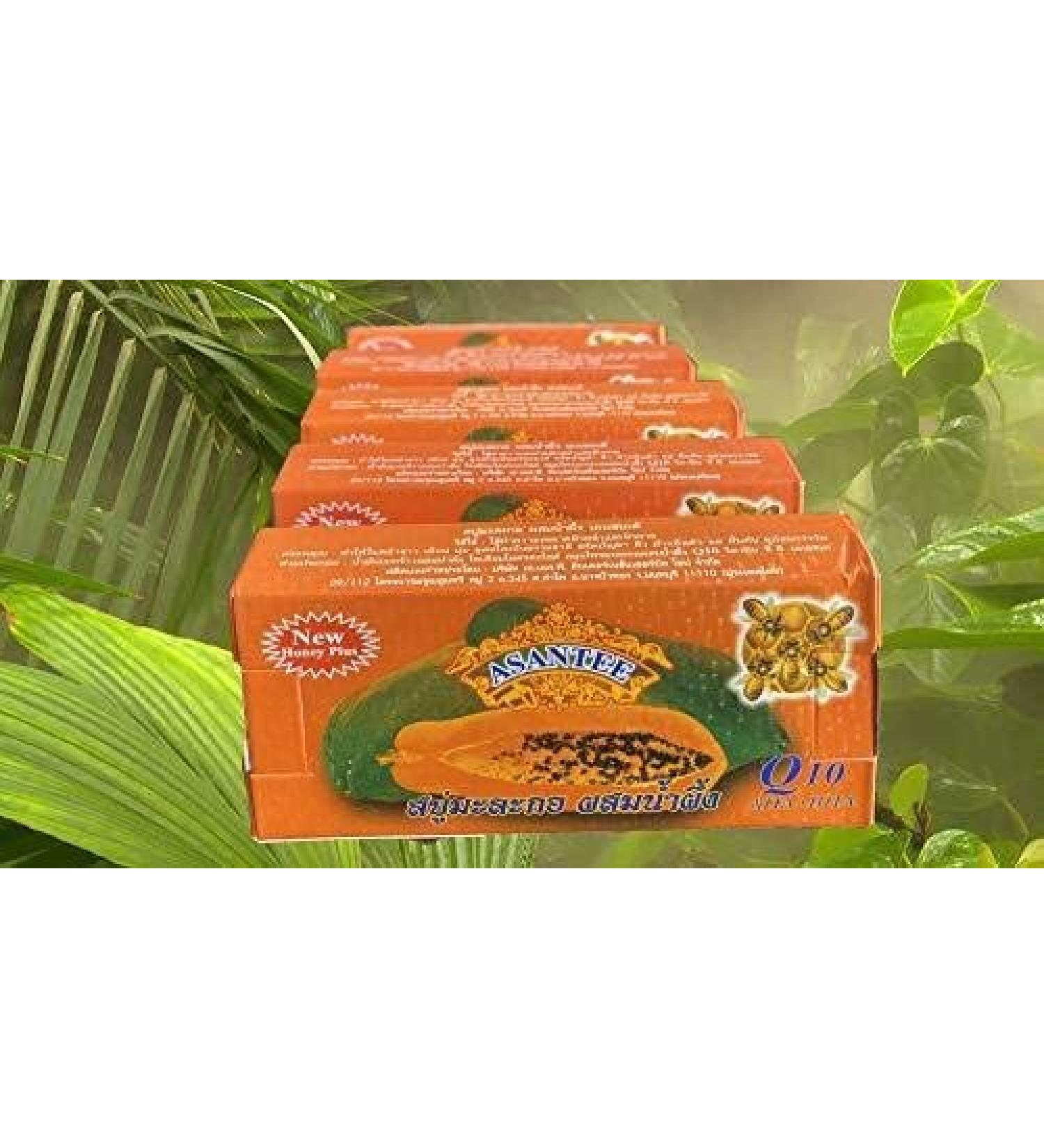 Seal Products Ltd Asantee New Honey Plus Thai Papaya Herbal Soap (Pack of 5)
