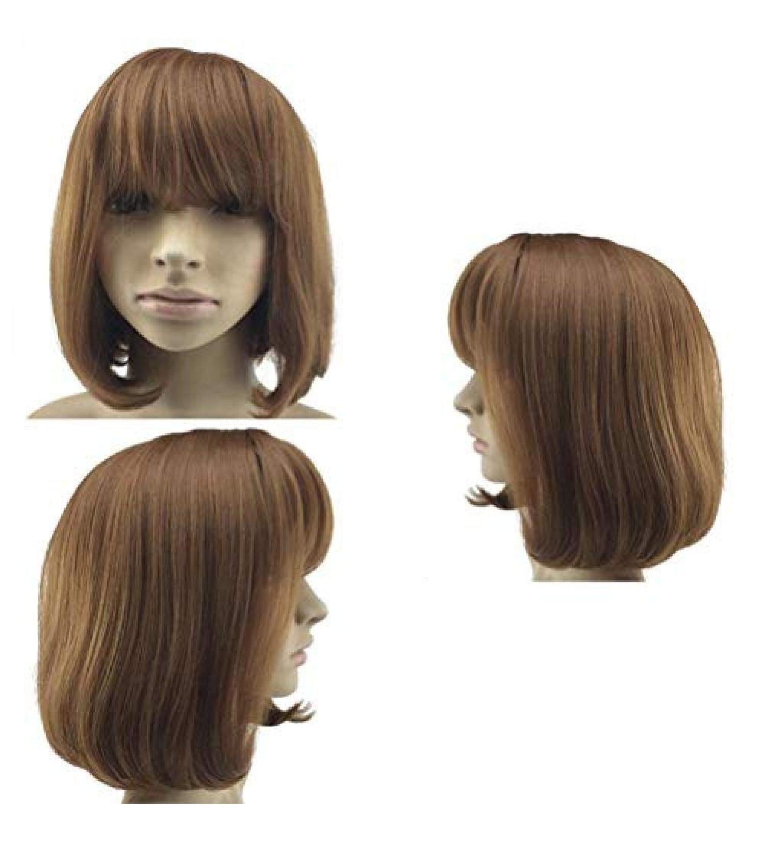 BGHJUE Ms Short Hair Wig - Curly Realistic Bob Head Hairpiece in Dark Brown & Light Brown | Fluffy Short Hair for Women - Buy Online on GoSupps.com