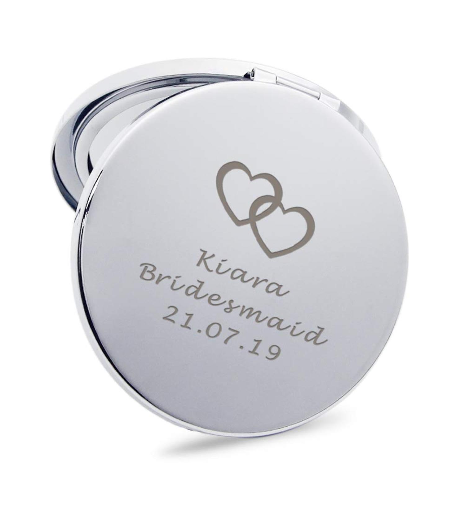 Howson London Personalized Compact Mirror for Girl | Birthday, Valentine's Day, Wedding Anniversary, Mother's Day | Customized Gift for Her, Mum, Bridesmaid, Friend - Hearts - Buy Online on GoSupps.com