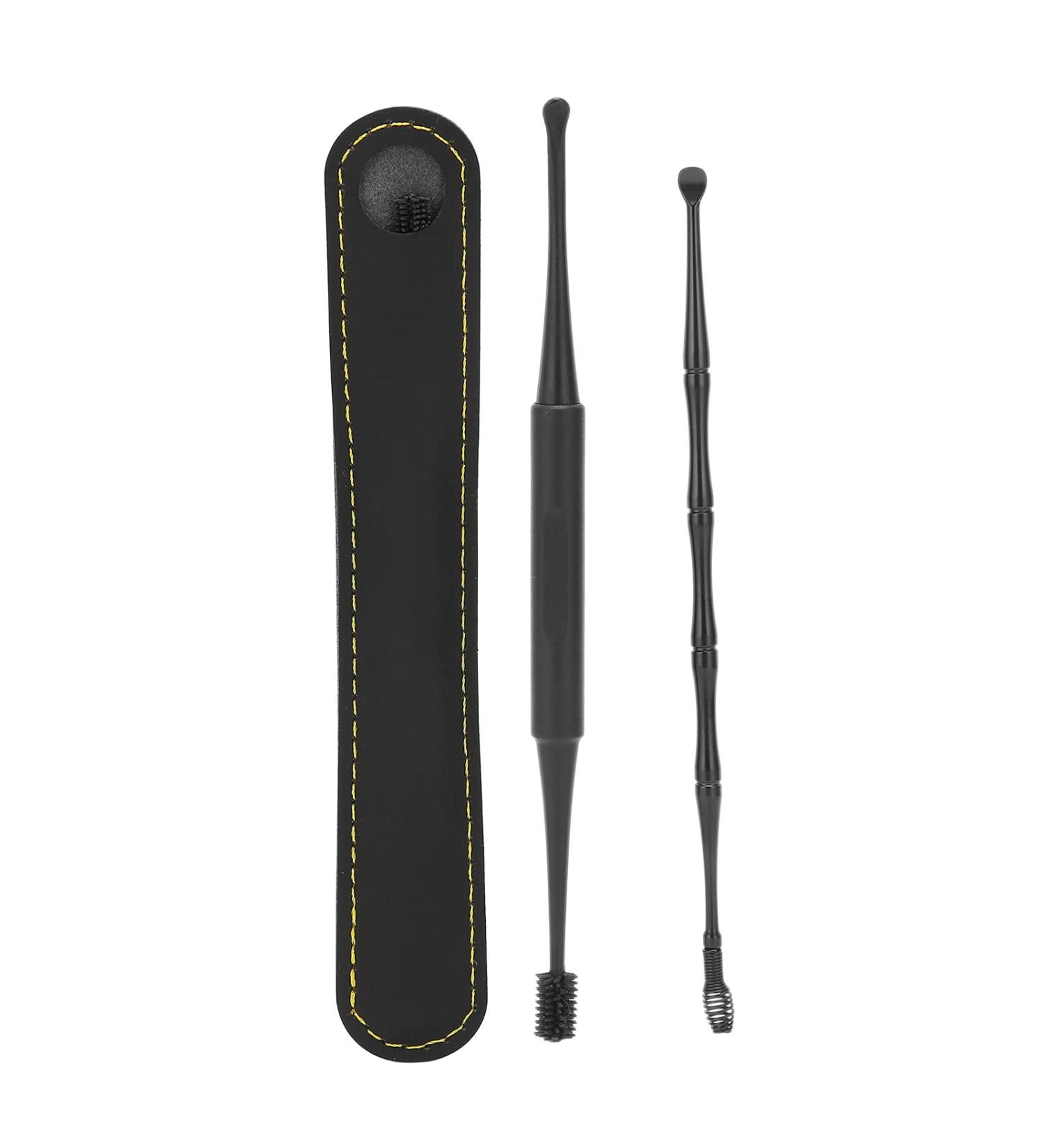 Ear Cleaner Set - 2 Pcs Metal Ear Cleaning Tools with Storage Bag and Brush - Buy Online on GoSupps.com