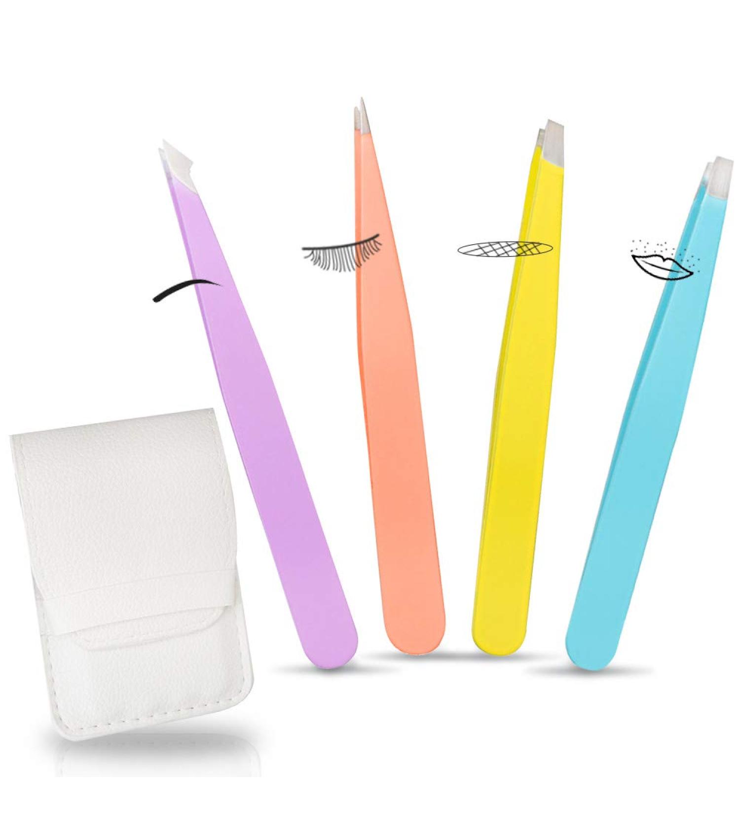 4-Piece Precision Tweezers Set - Stainless Steel Eyebrow & Eyelash Tweezers for Men & Women - Ingrown Hair & Splinter Removal - Buy Online on GoSupps.com