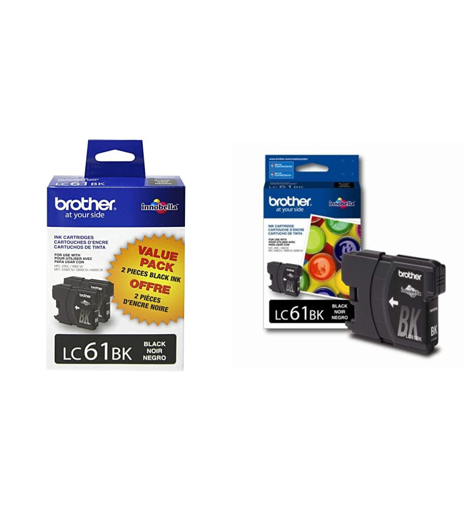 Brother Genuine LC61BK Ink Cartridge - Black 2 Pack + Brother LC61BKS Genuine Ink Cartridge (Black) Printer + Ink Cartridge (Black) - Buy Online on GoSupps.com
