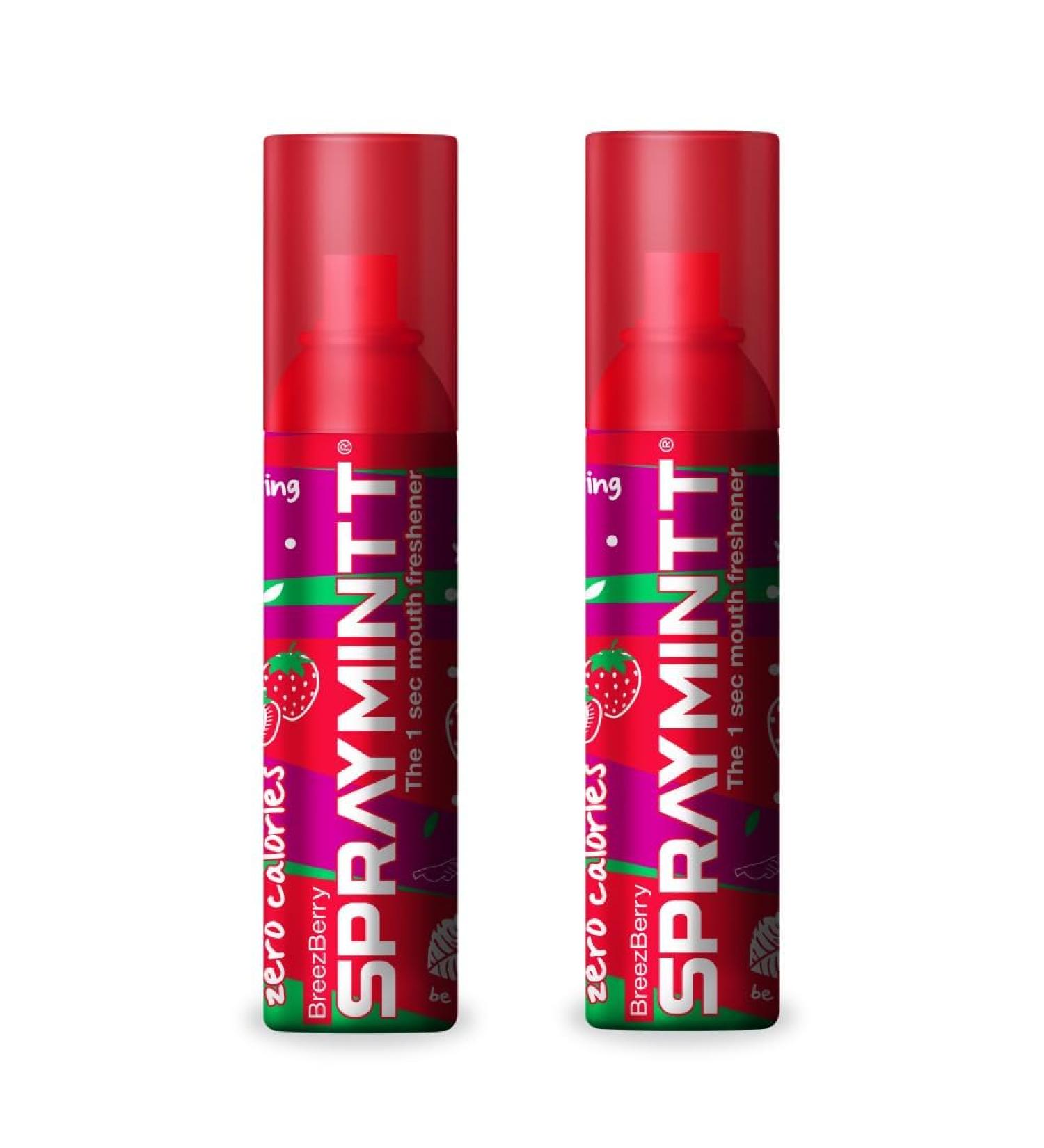 Mouth Freshener Spray 15 gm (Pack of 2) | No added sugar | Zero calories | POCKET SIZED | Natural ingredients (Breeze Berry) - Buy Online on GoSupps.com
