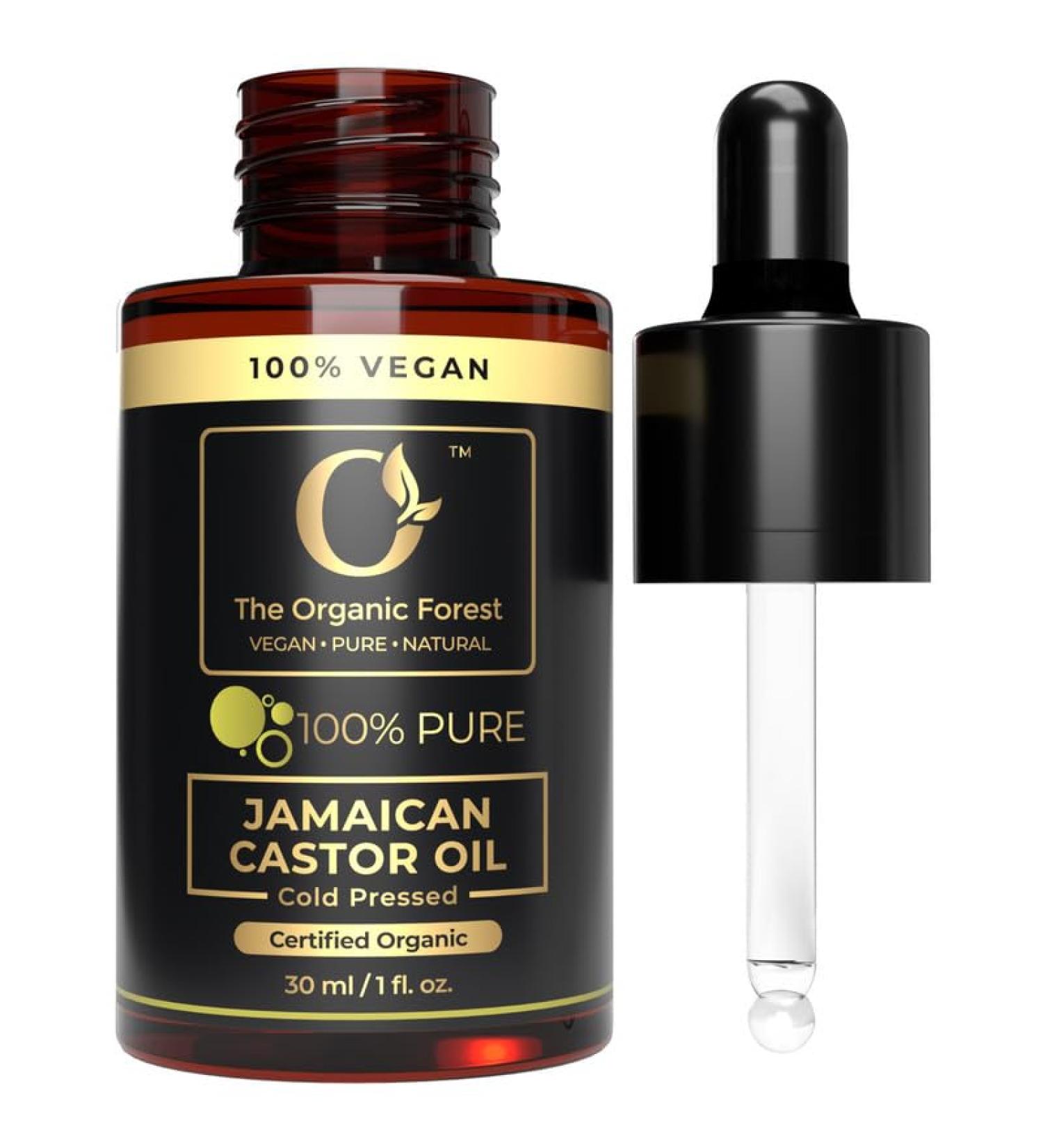 Organic Black Jamaican Castor Oil - 100% Pure Cold Pressed Unrefined - Best for Hair Skin Eyebrows & Eyelashes - Helps Thicker Stronger Hair - Moisturizes Skin - Natural & Vegan - Buy Online on GoSupps.com