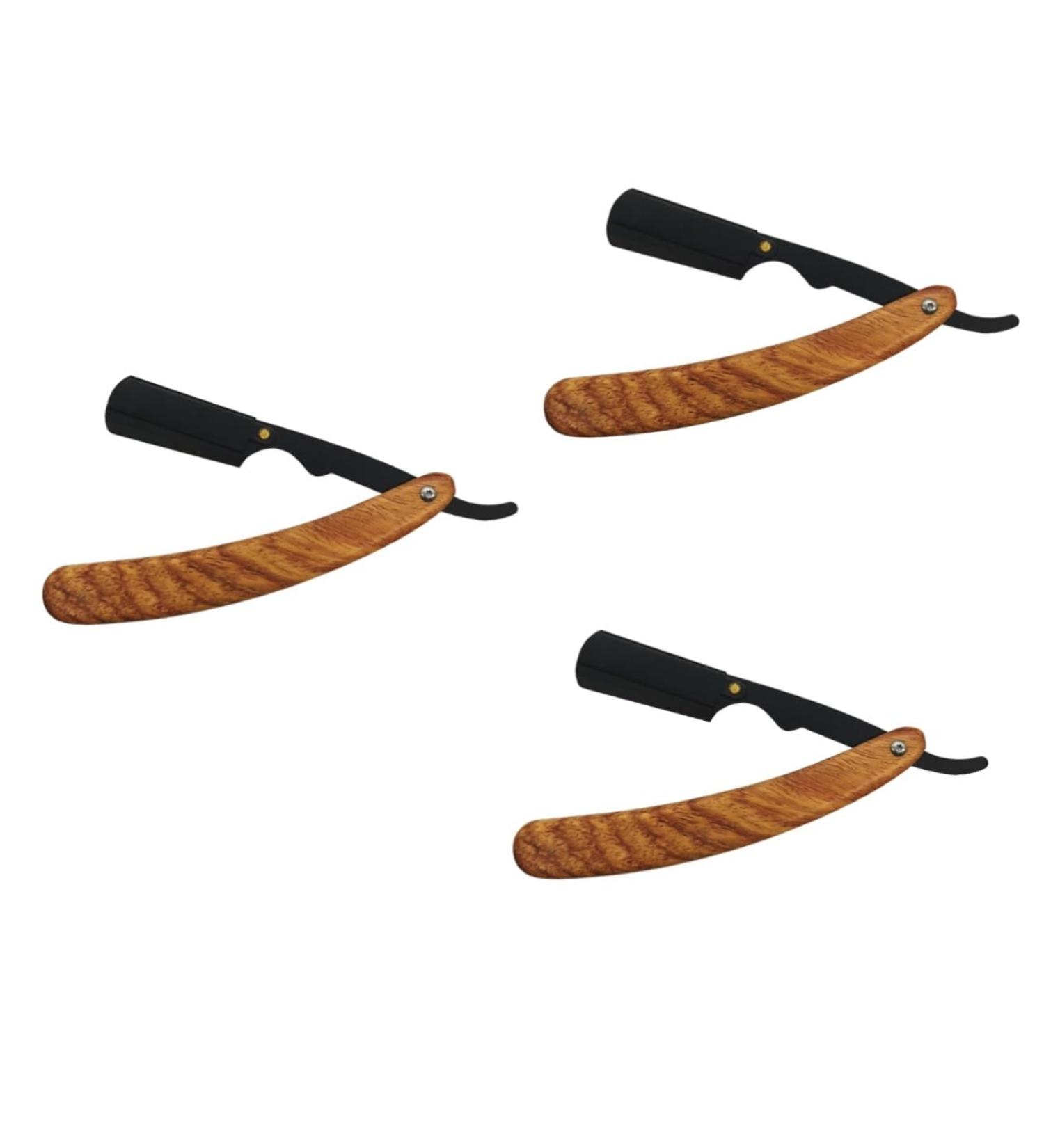 Minkissy Wooden Hand Razors - Set of 3 Manual Eyebrow & Beard Razors for Men - Eco-Friendly Bamboo Razor Holder in Assorted Colors - Buy Online on GoSupps.com