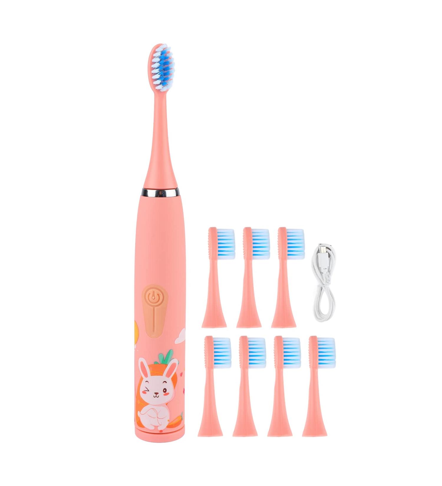 Buy Rechargeable Electric Toothbrush for Kids - 4 Courses 8 Brush Heads USB Charging (Pink) - Ideal for Ages 3+ - Buy Online on GoSupps.com