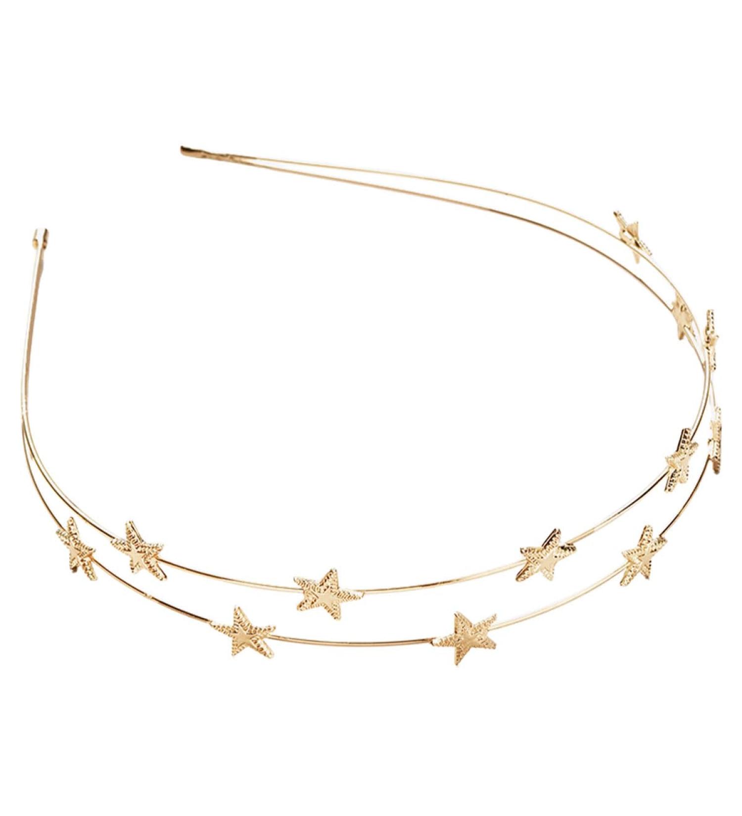 scicent Star Headband Metal Double Layer Star Hairband Alloy Headpiece Decorative Crystal Hair Hoop Gold Hair Accessories for Women Party Girls Bride Bridesmaids - 23613 - Buy Online on GoSupps.com