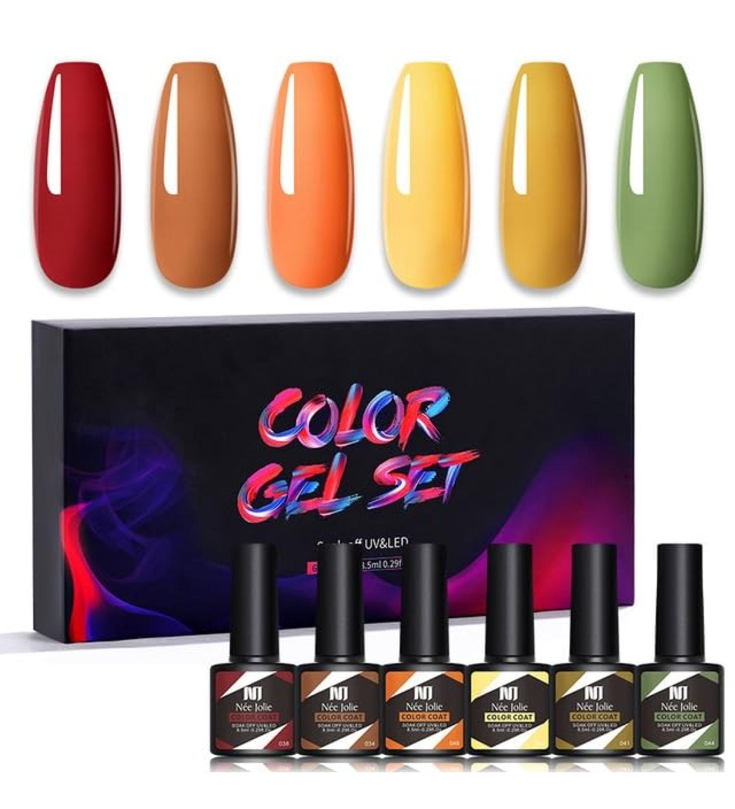 6Pcs Gel Nail Polish Set Gel Polish Glitter Kit for Manicure Nail Design Art Semi Permanent Varnish Hybrid Base Top Coat - (Color: MJ-6899) - Buy Online on GoSupps.com