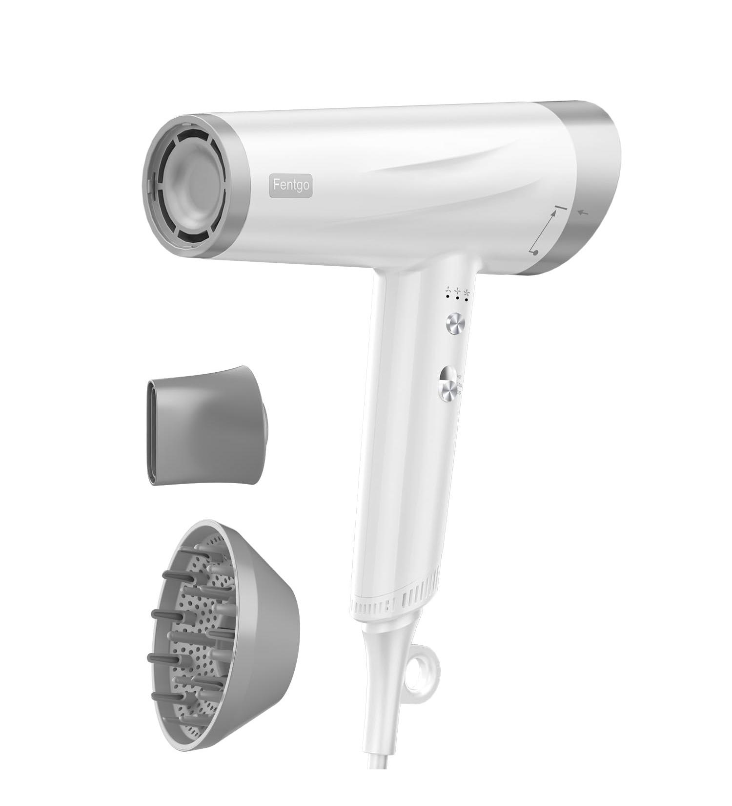 Fentgo High Speed Ionic Hair Dryer - 1875W Professional Blow Dryer with Diffuser | Lightweight & Fast Drying for Women & Men - 110 000 RPM AC Motor - Buy Online on GoSupps.com