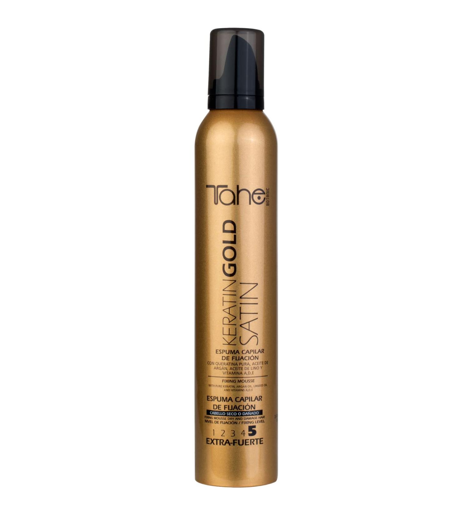 Tahe MOUSSE EXTRA STRONG KERATIN GOLD SATIN Fixing 5 200ml (New Presentation and Size) - Buy Online on GoSupps.com