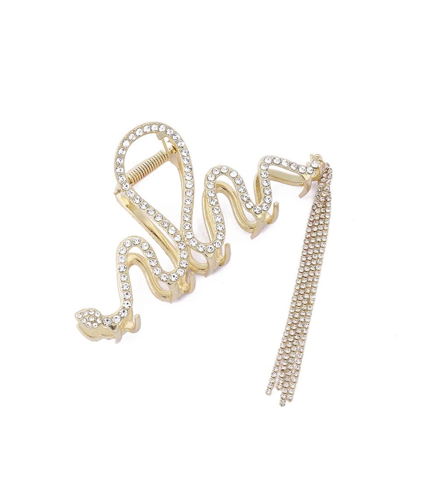 Agirlvct Gold Rhinestone Hair Claw Clip - Strong Hold Metal Hair Barrette for Women Girls - Glamorous Tassel Design - Perfect Gift for Birthday or Mother's Day - Buy Online on GoSupps.com