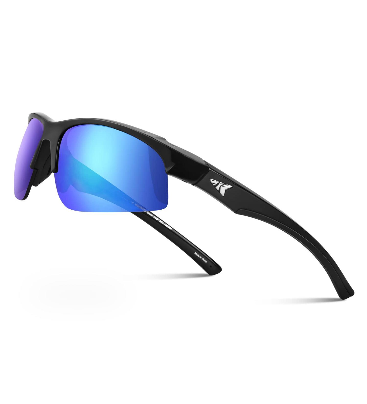 KastKing Cuivre Polarized Sport Sunglasses - Ideal for Driving, Fishing, Cycling - UV Protection - Gloss Black/Smoke-Cobalt Mirror - Buy Online on GoSupps.com