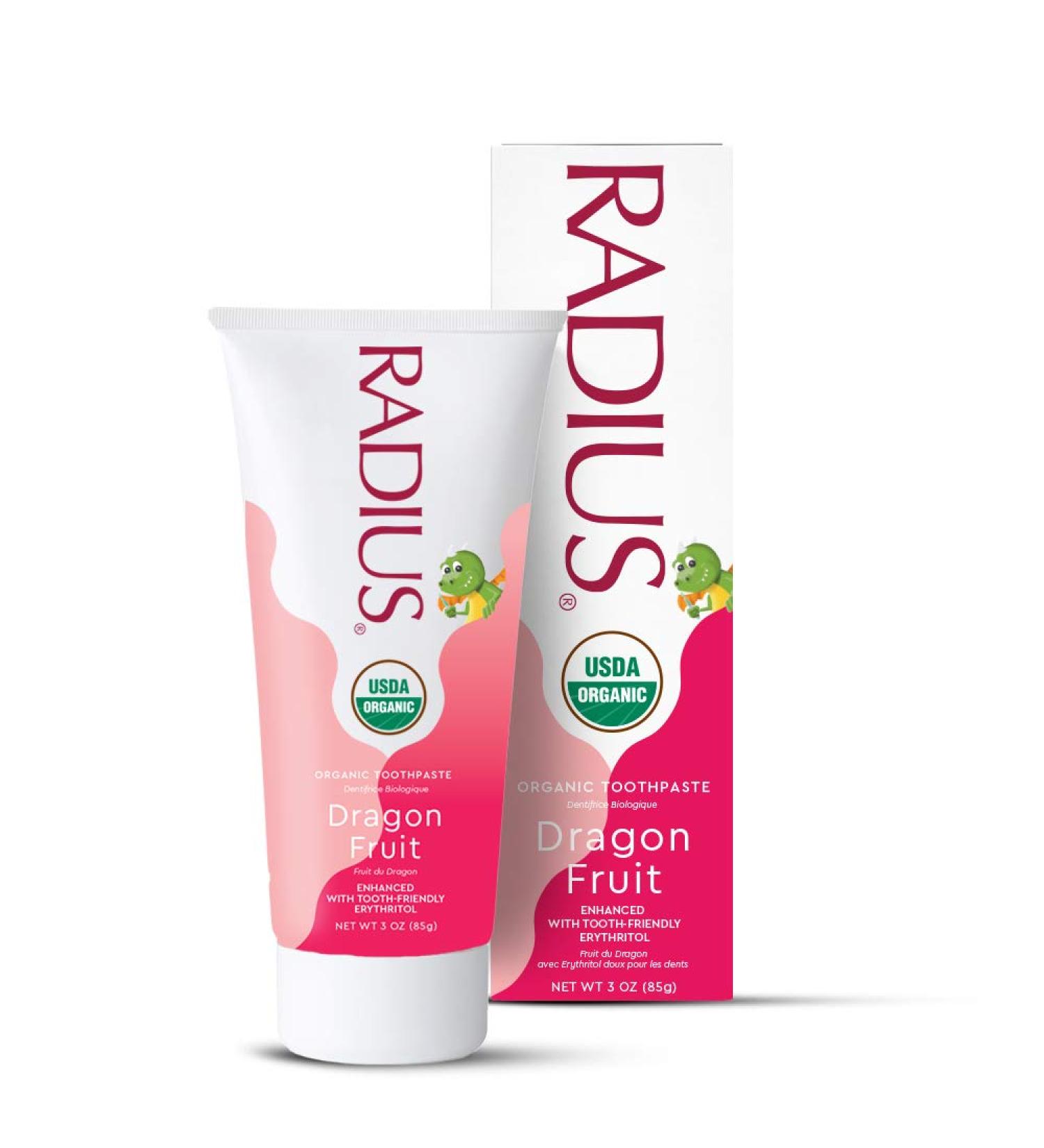 RADIUS USDA Organic Kids Toothpaste - Dragon Fruit 3oz | Non-Toxic, Gluten-Free, Chemical-Free | Promotes Gum Health for Ages 6 Months+ - Buy Online on GoSupps.com