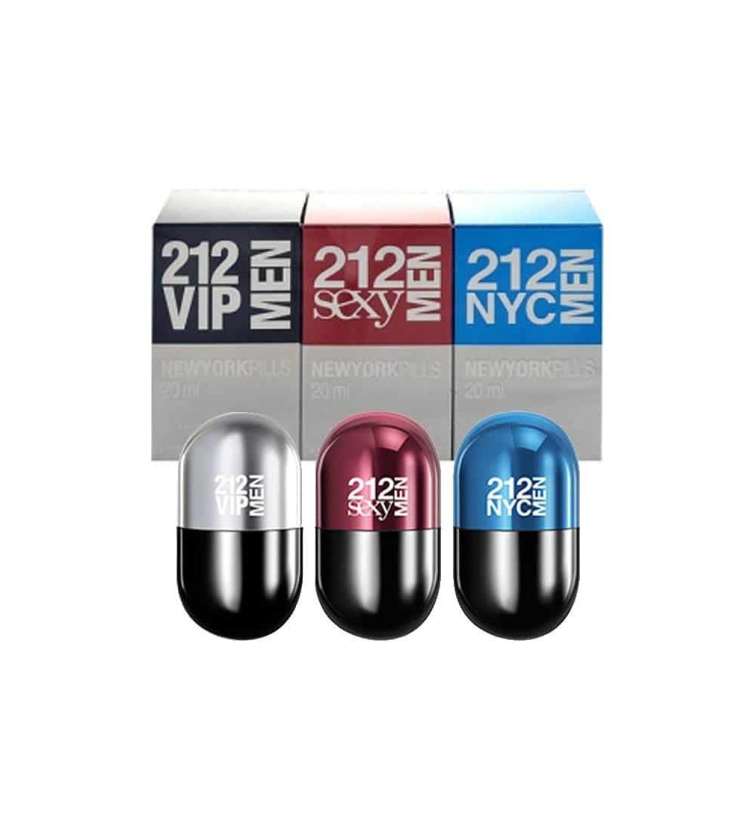 Carolina Herrera 212 Men New York Pills Gift Set 0.7oz (20ml) 212 VIP Men EDT + 0.7oz (20ml) 212 Sex