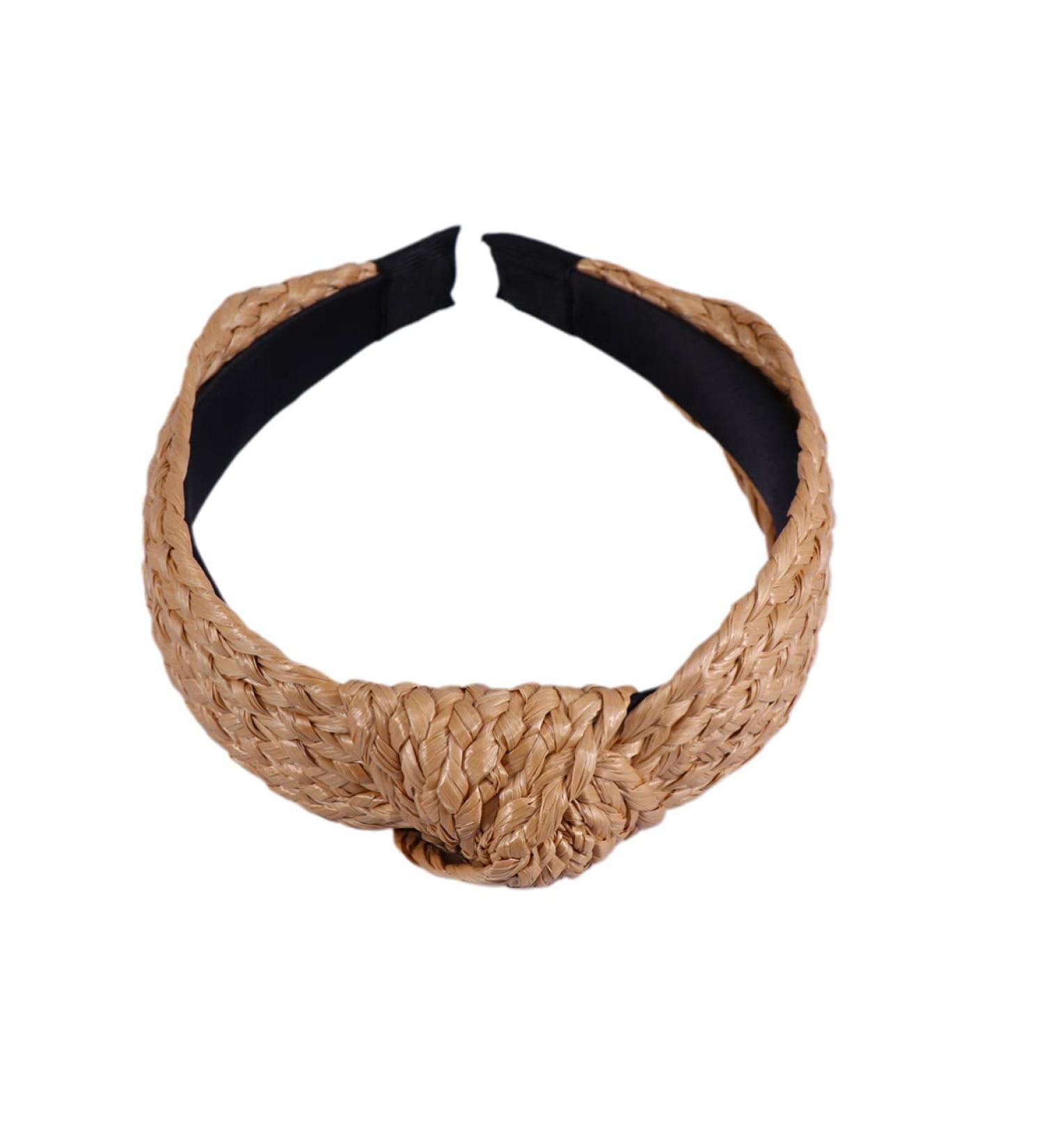 Minkissy Top Knot Headband Turban Woven Hair Hoop Headbands Womens Lady Headwear Straw Cross Knot Style - Buy Online on GoSupps.com