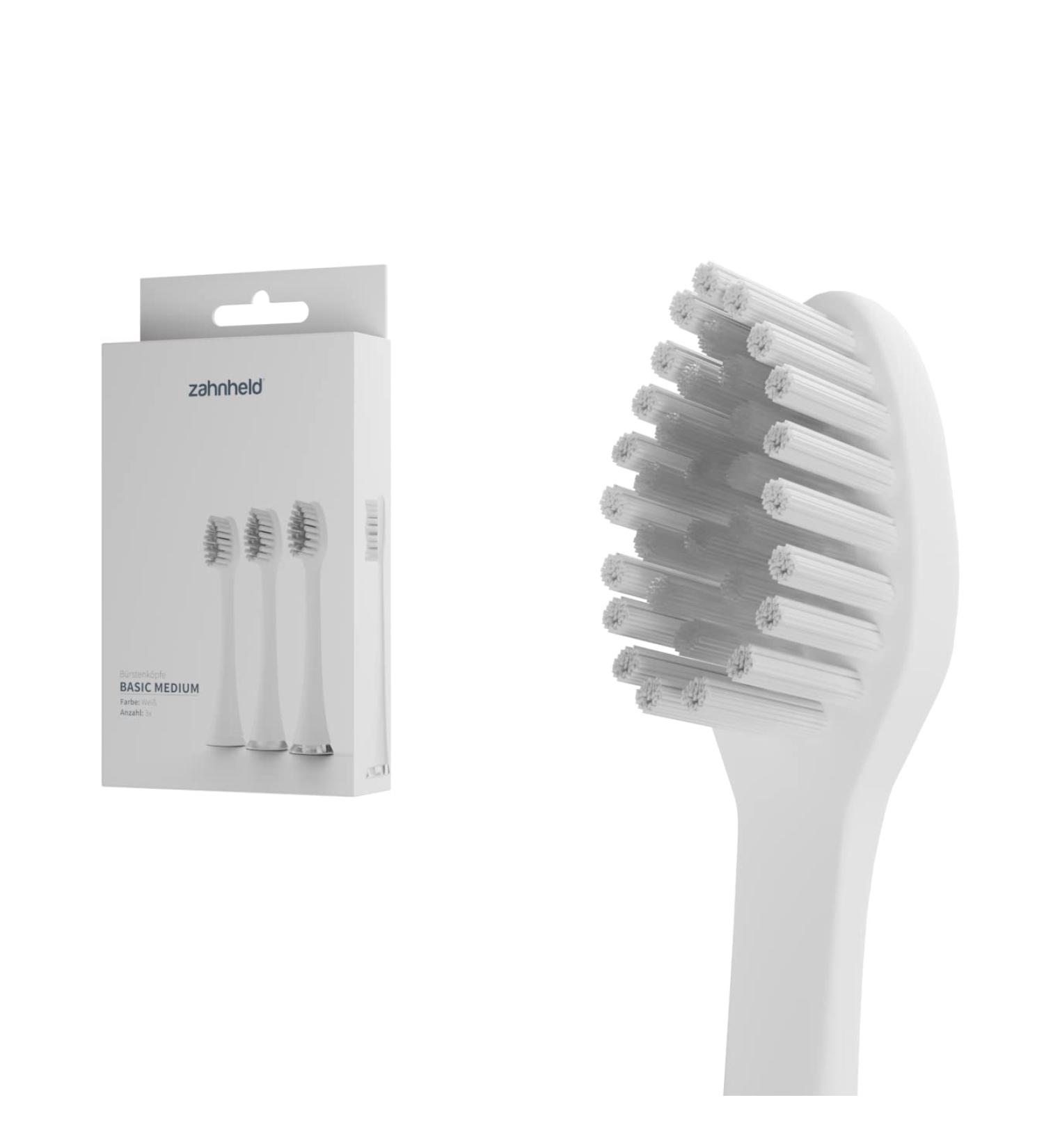 Zahnheld Medium Replacement Brush Heads | Effective Cleaning | 3-Pack for Gero Schallzahnbrush | Eco-Friendly Packaging - Buy Online on GoSupps.com