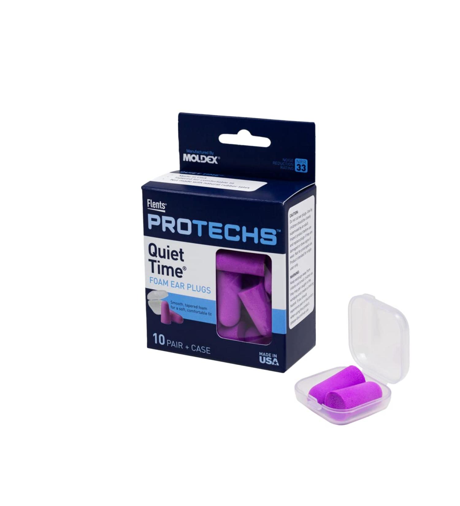 Flents Foam Ear Plugs 10 Pair with Case for Sleeping, Snoring, Noise Reduction - NRR 33, Purple - Made in USA (10 Count) - Buy Online on GoSupps.com