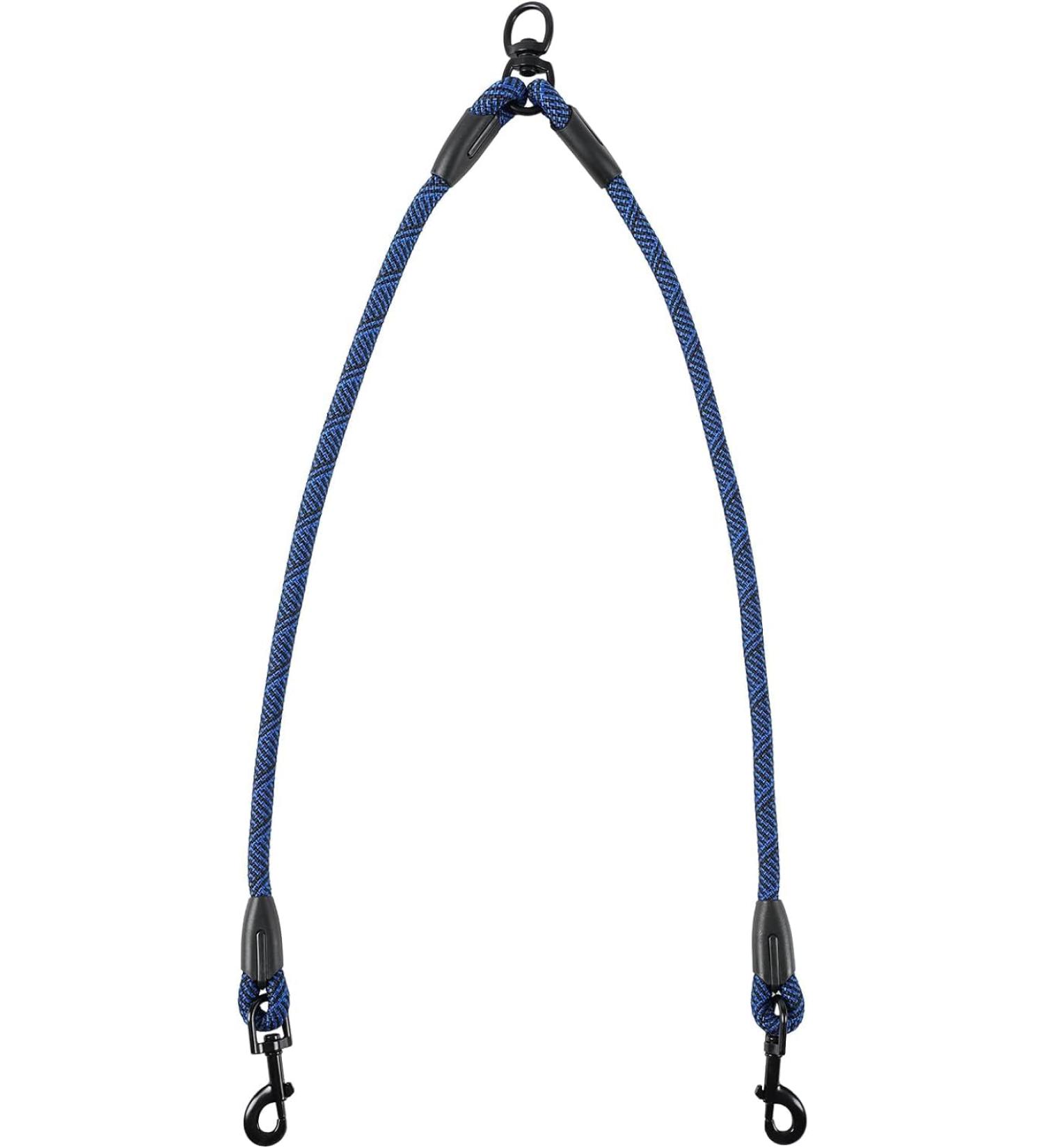 Snagle PAW Doppelleine: Double Dog Leash for Easy Control | Reflective 360 Design for Medium & Large Dogs | No Tugging Fits 13-22 kg Dogs | Black & Blue White - Buy Online on GoSupps.com