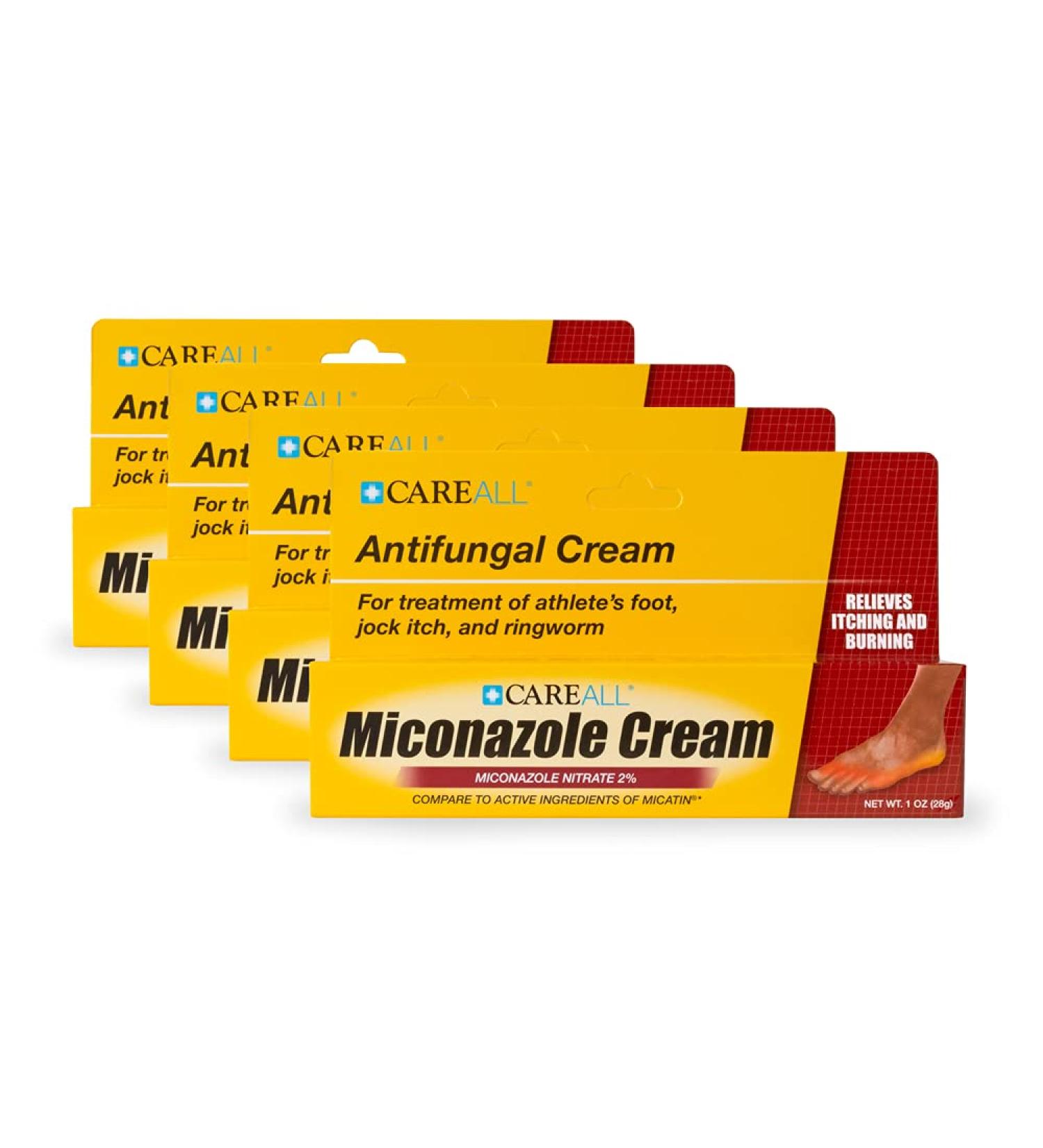 (4 Pack) CareALL 1.0 oz. Antifungal Miconazole Nitrate 2% Cream - Compare to Leading Brand - Treats Athlete's Foot, Jock Itch, Ringworm - 1 Ounce (Pack of 4) - Buy Online on GoSupps.com