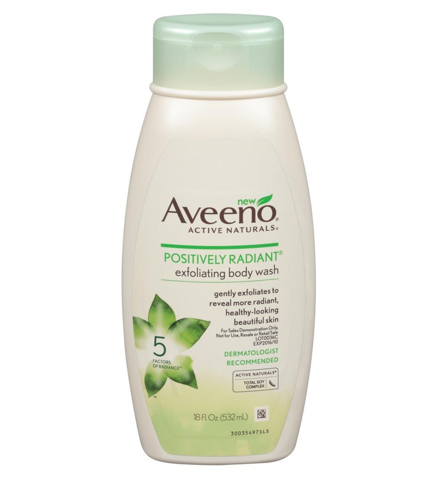 Aveeno Positively Radiant Body Wash Exfoliating 18 Ounce (532ml) (2 Pack)