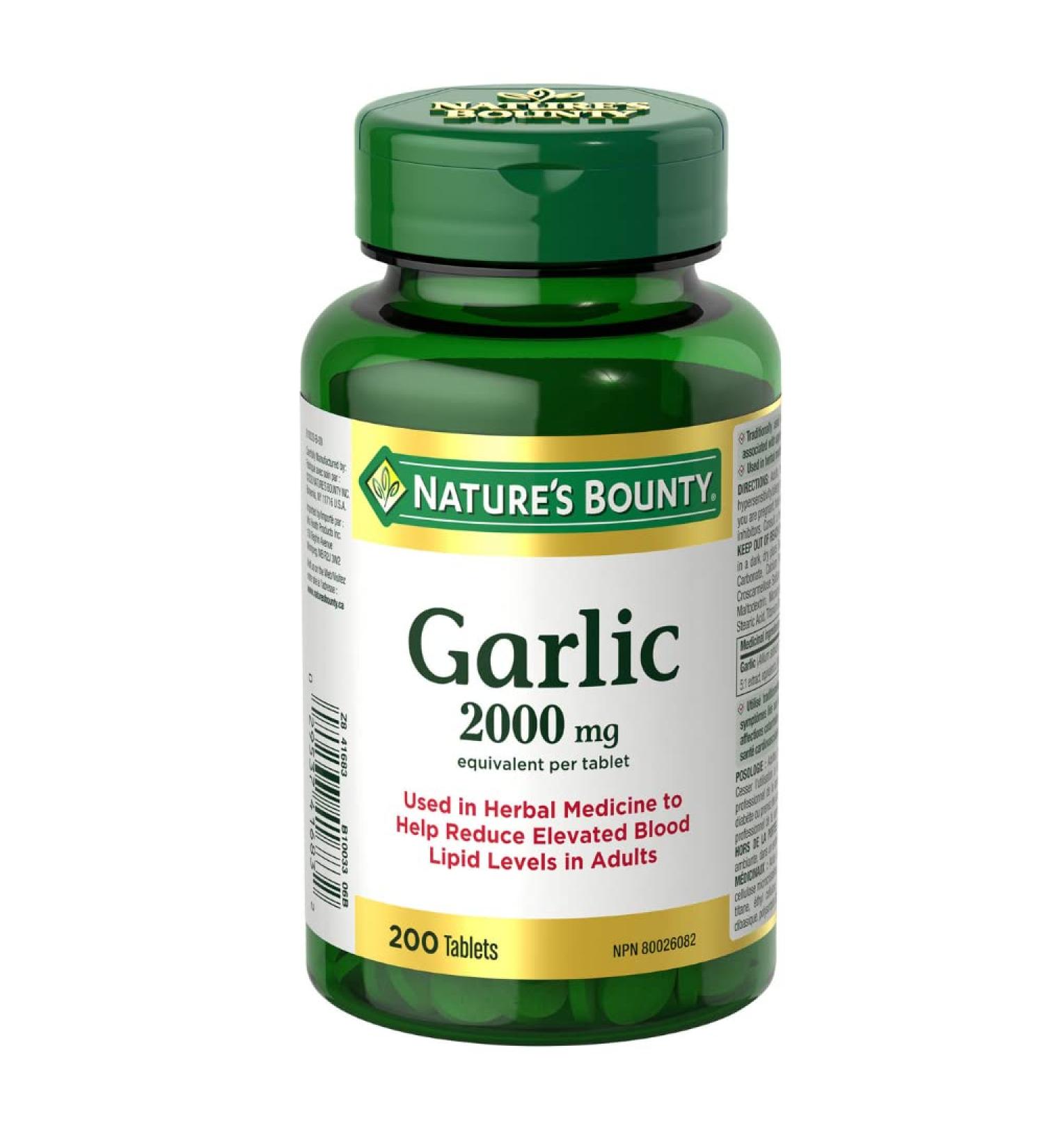 Nature's Bounty Garlic 2000mg 200 Tablets - Support Heart Health and Immune System - Buy Online on GoSupps.com