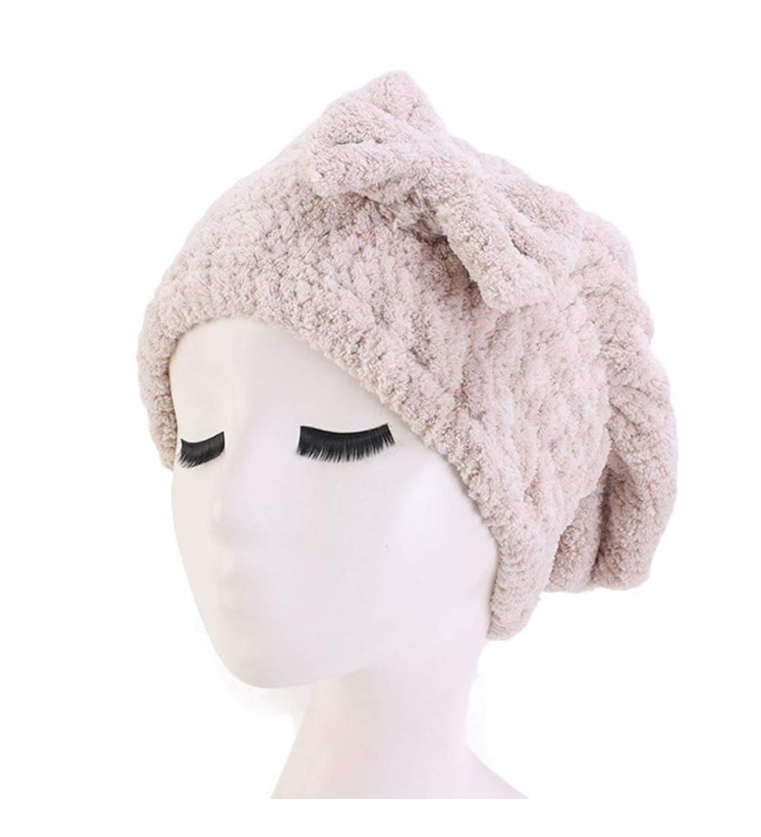 Asudaro Microfiber Hair Towel for Women | Quick-Drying Absorbing Turban Cap | Thickened Shower Hood Bathing Cap - Beige - Buy Online on GoSupps.com