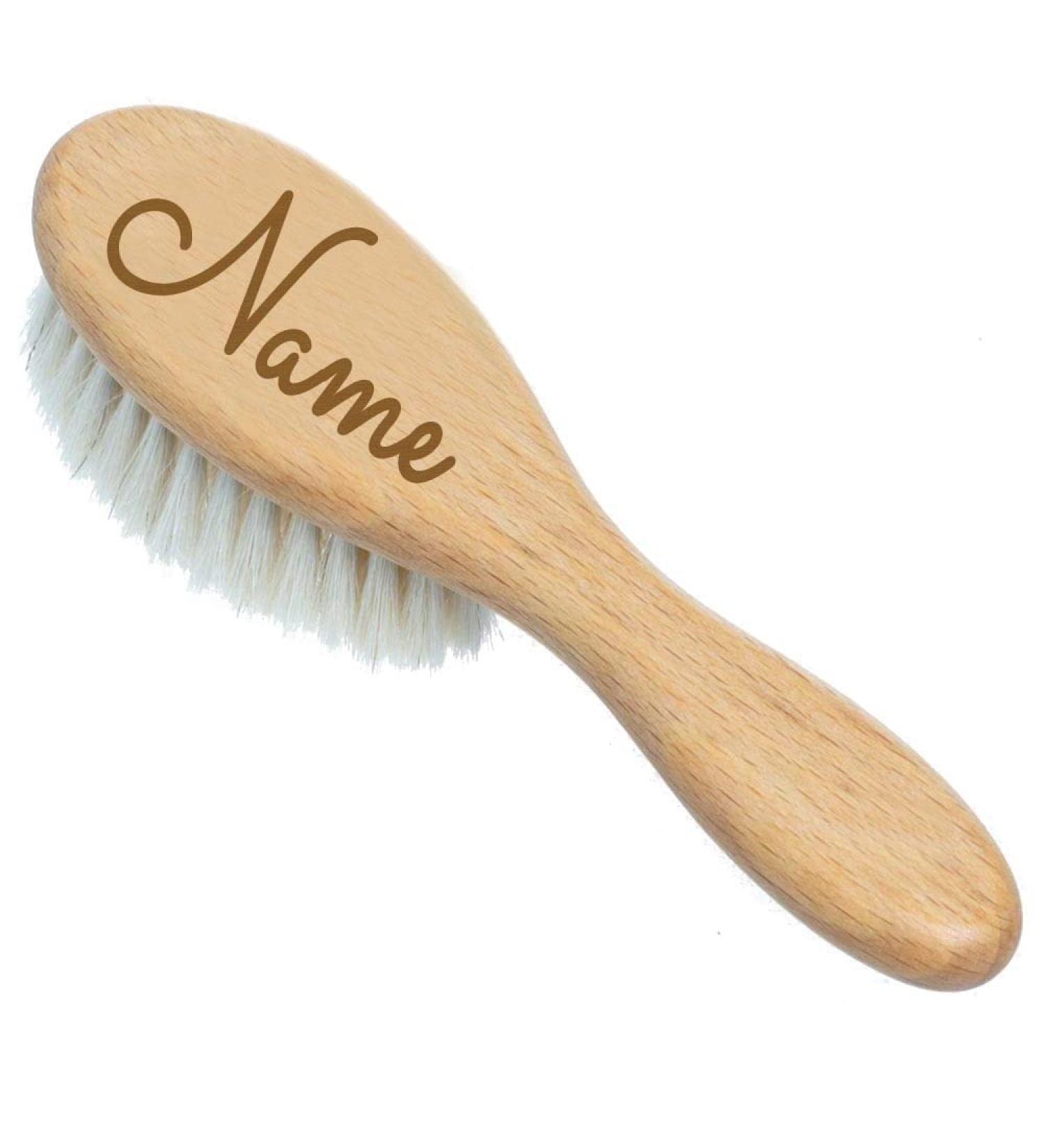 Personalized Baby Hairbrush Engraved Wooden & Goat Hair | Perfect Gift for Newborns - Buy Online on GoSupps.com