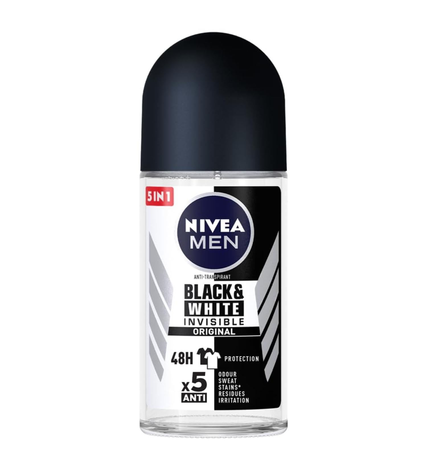 NIVEA MEN Black&White 48H Invisible Original Antiperspirant 50ml for Men - Buy Online on GoSupps.com