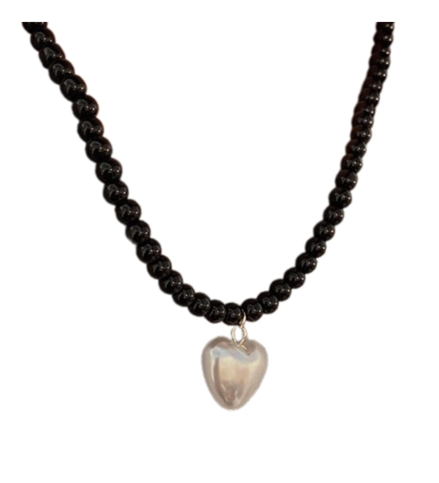 OralGos Fashion Heart Necklace - Dainty Pearl Pendant & Clavicle Chain for Stunning Style | International Shipping - Buy Online on GoSupps.com