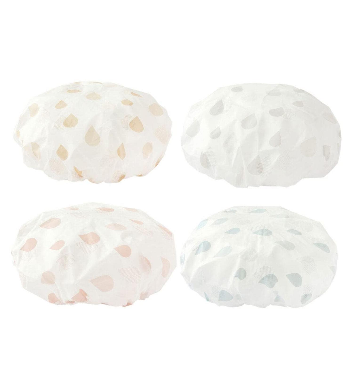 FOMIYES Women's Shower Cap Set - 4pcs Bathing Hair Caps for Ladies | Adjustable Crown & Waterproof Design - Buy Online on GoSupps.com