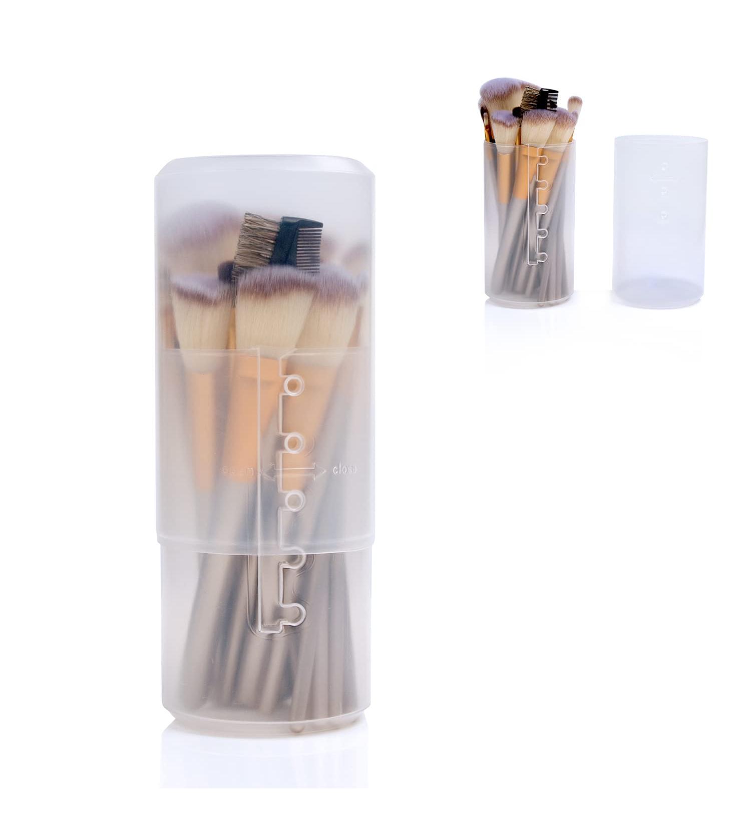 Clear Retractable Makeup Brush Holder Organizer - Travel Case for Women & Makeup Artists - Buy Online on GoSupps.com