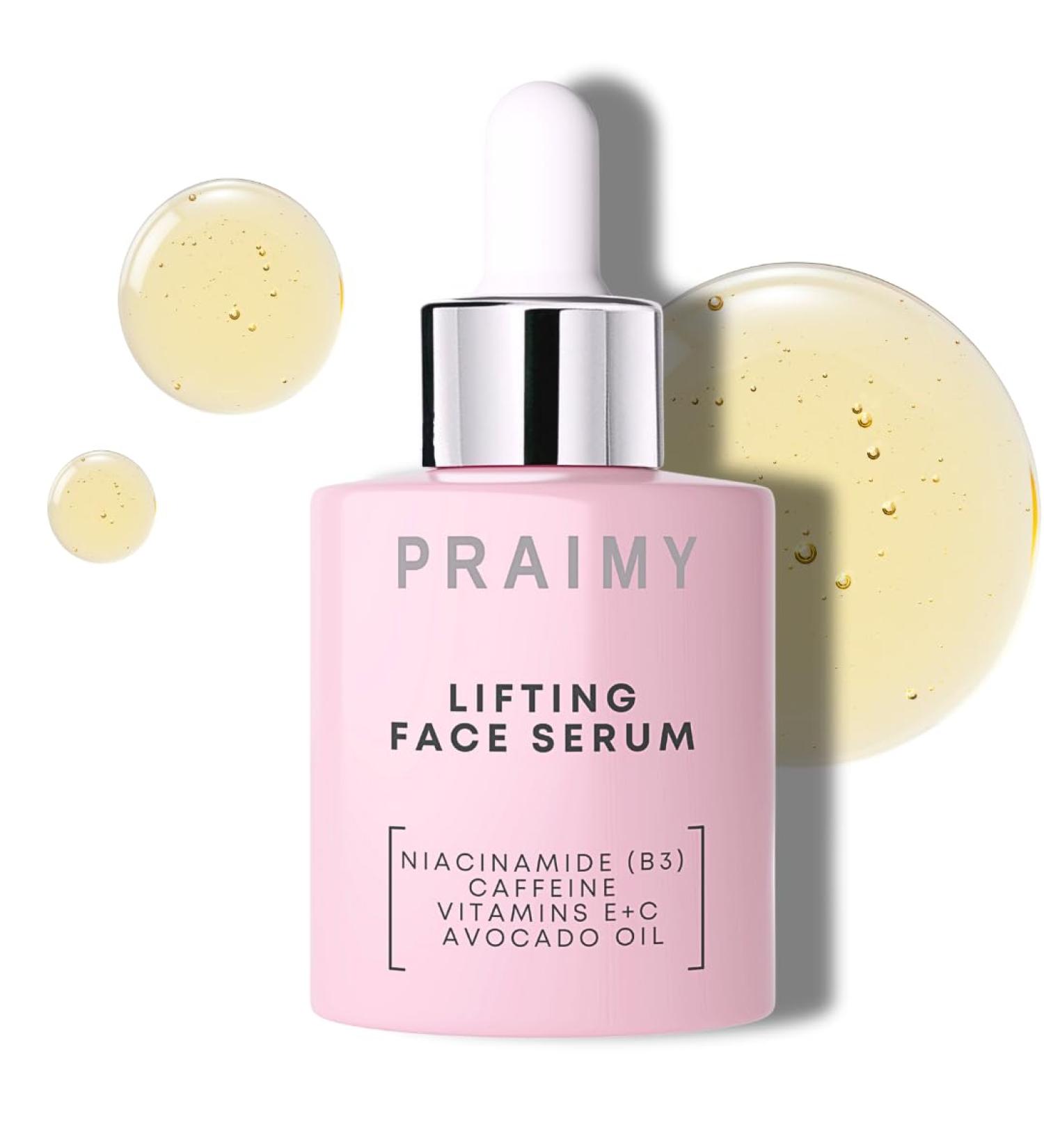 PRAIMY Lifting Face Serum with Niacinamide Caffeine Vitamin C & E Nourishing Botanical Extracts Avocado Oil Squalane & Escin Complex for Youthful Radiant-Looking Skin 1 fl oz - Buy Online on GoSupps.com