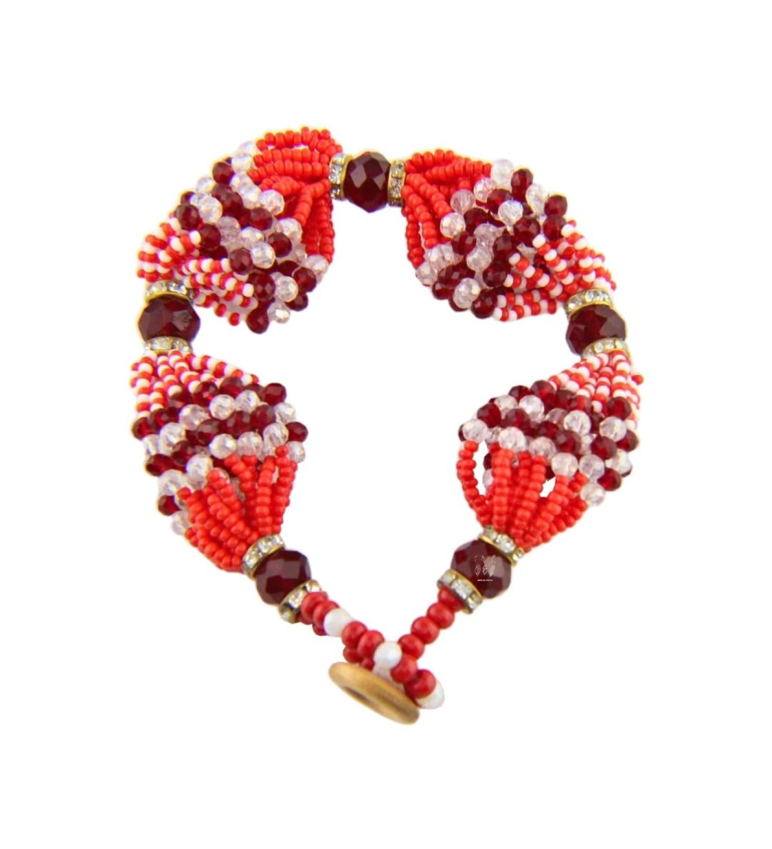 Ilde de Mazo de Chango con Boton - Shango Mazo Ilde with Button White Red One Size