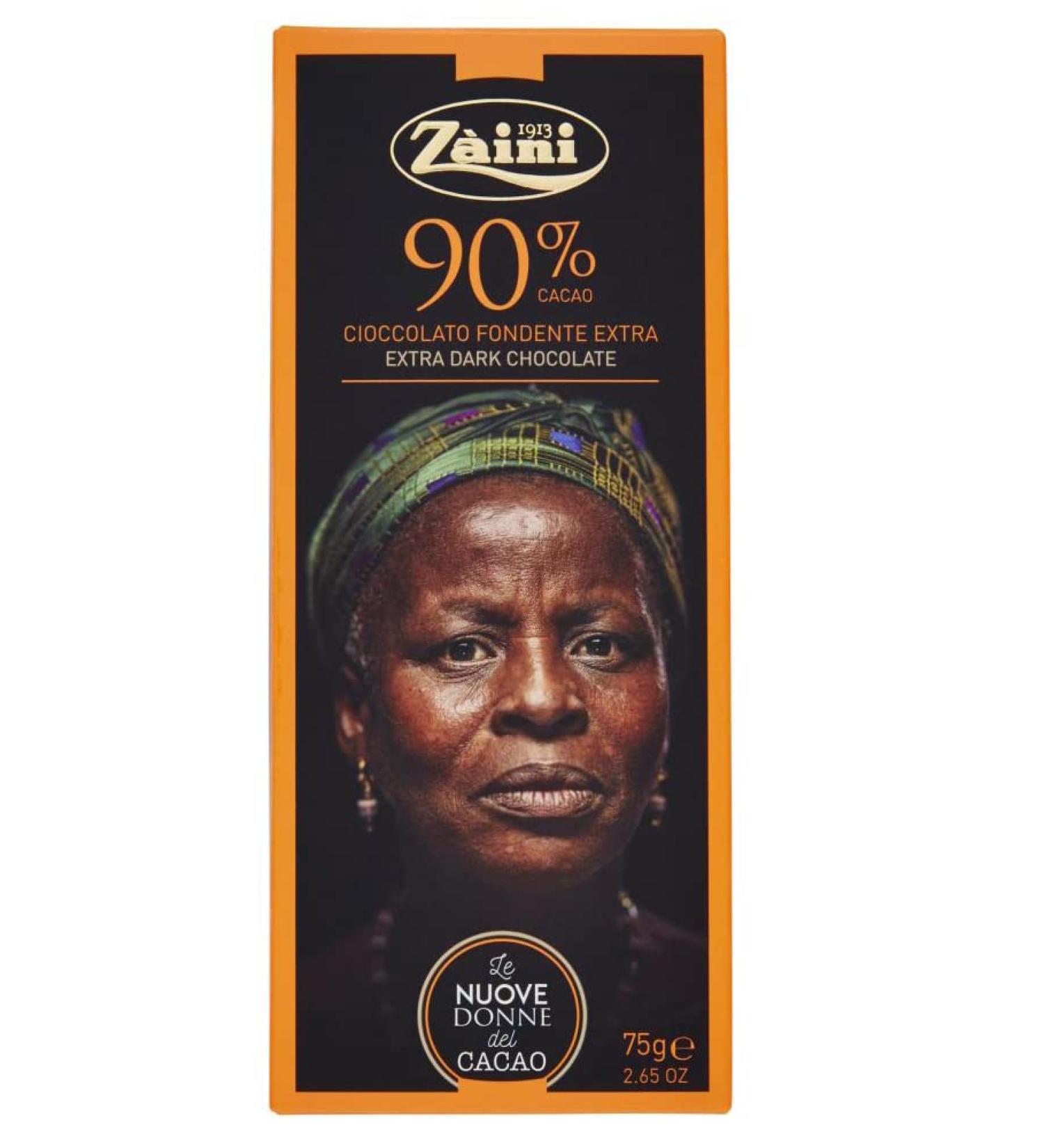 Zaini Extra Dark Chocolate Bar Black Dark Chocolate Bar 90% Cocoa 75g - Buy Online on GoSupps.com