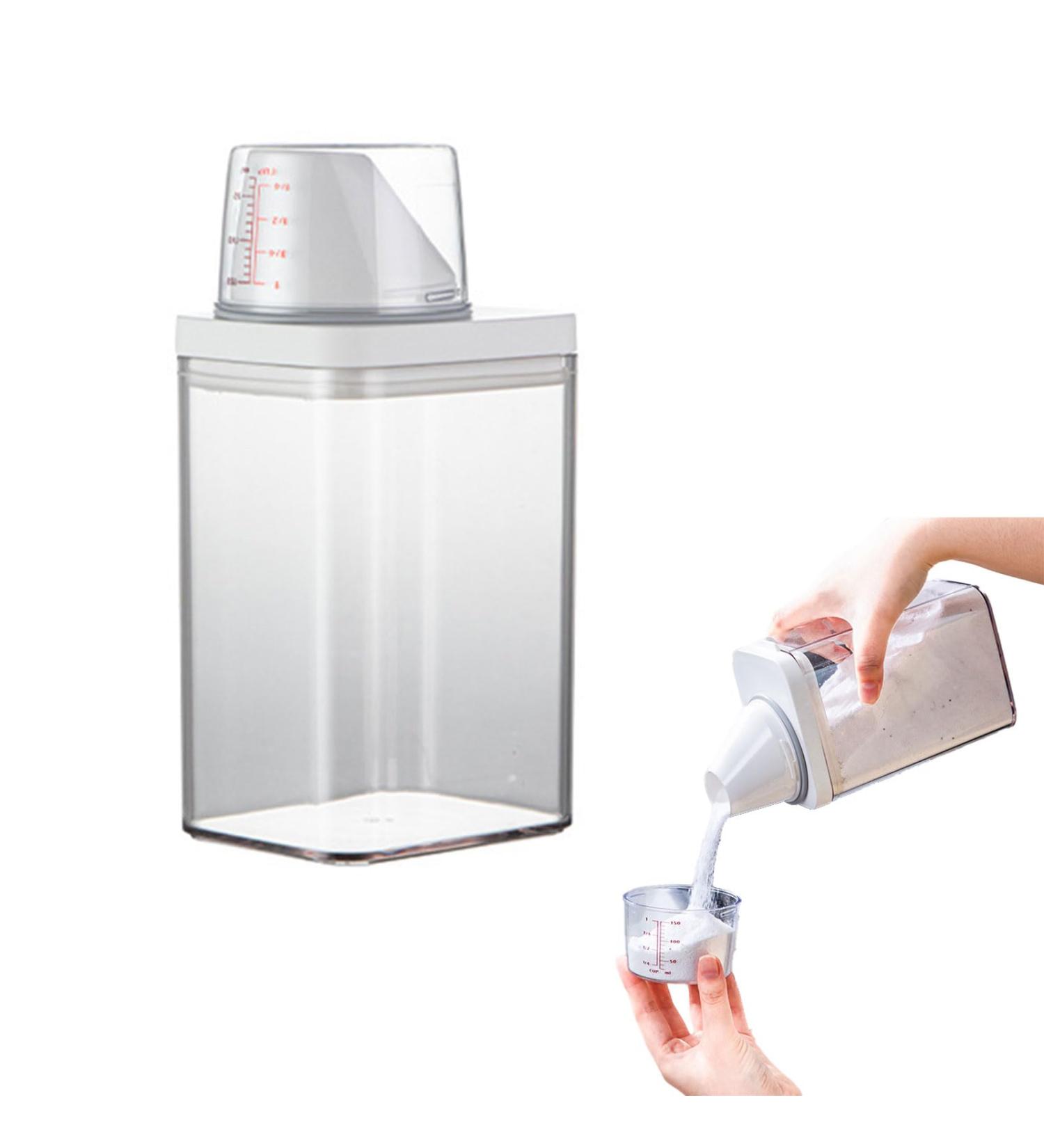 JINJUMEI 1100 ml Airtight Detergent Dispenser with Measuring Cup Washing Powder Container Washing Powder Tin Multi-Purpose Washing Powder Dispenser Transparent Detergent Box for Washing Powder and - Buy Online on GoSupps.com