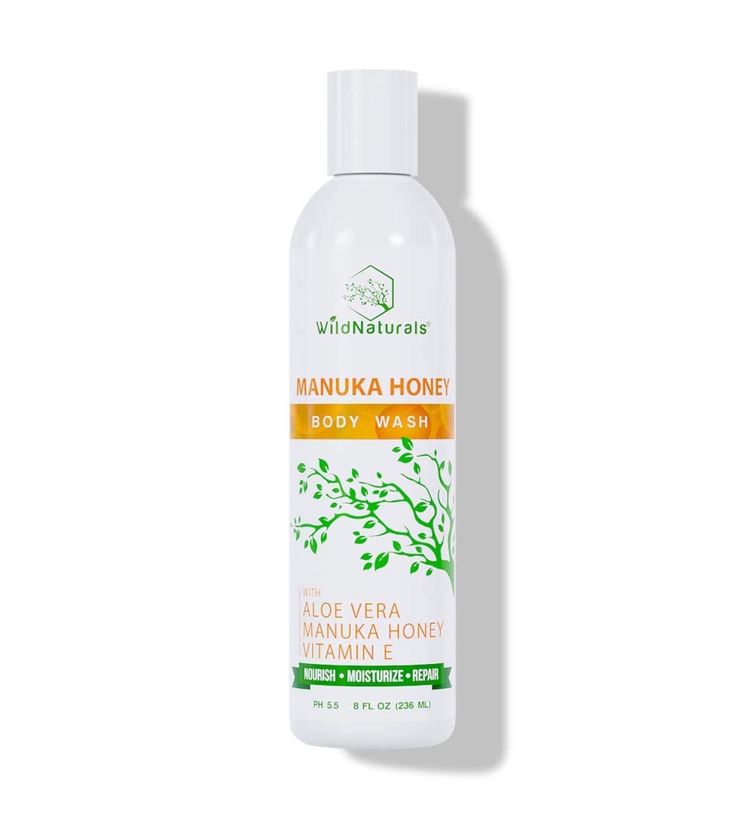 Manuka Honey and Aloe Vera Moisturizing Body Wash for Dry Skin - Unscented Shower Gel for Men and Women - 8 oz - Buy Online on GoSupps.com