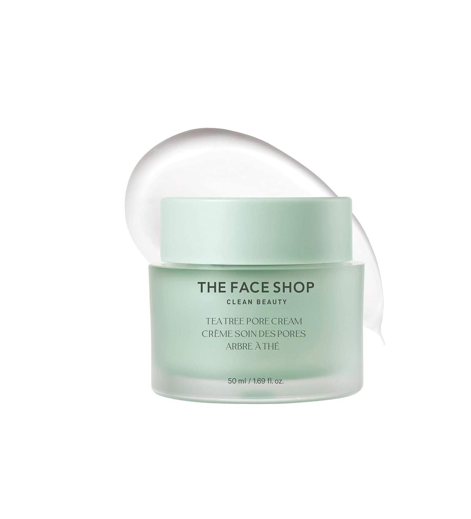 The Face Shop Tea Tree Pore Cream - Pore Minimizer & Hydrating Moisturizer | AHA BHA PHA | Soothing Korean Skin Care with Hyaluronic Acid & Cica - Buy Online on GoSupps.com