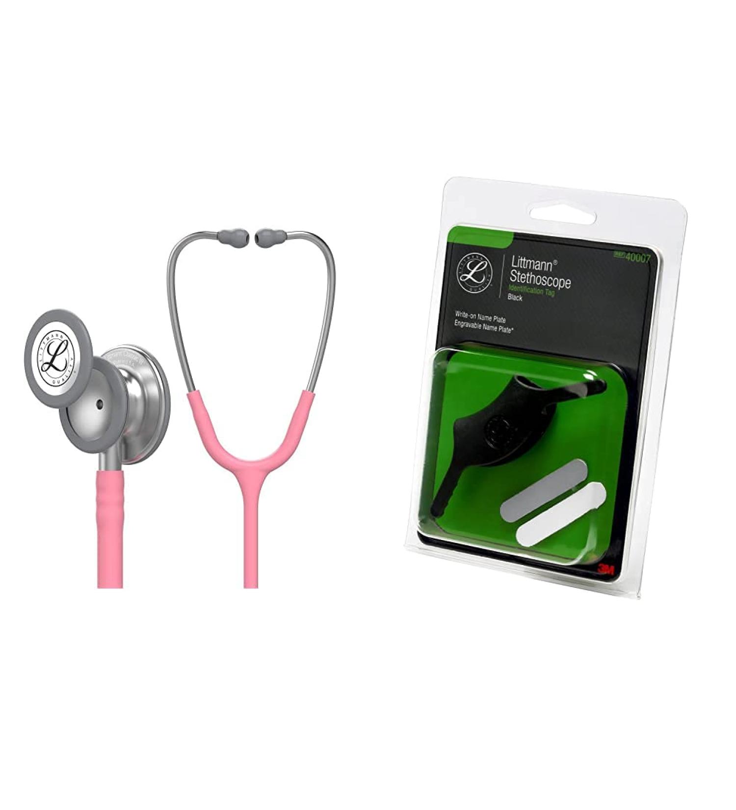 Buy 3M Littmann Classic III Monitoring Stethoscope - Pearl Pink Tube 27 inch | Includes Stethoscope Identification Tag - Black | Fast International Shipping - Buy Online on GoSupps.com