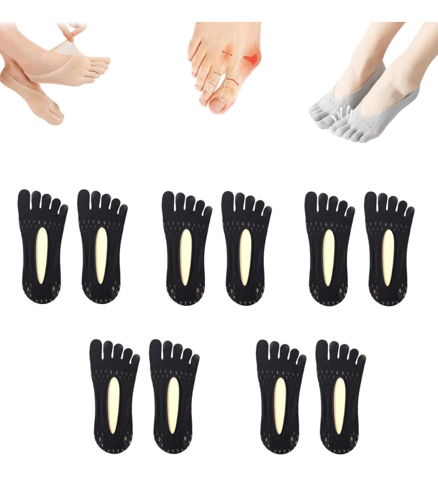 Ortho Bunion Relief Socks Set - 5 Pairs for Women | Align Toe Socks for Foot Health and Antibunions | Black - Buy Online on GoSupps.com