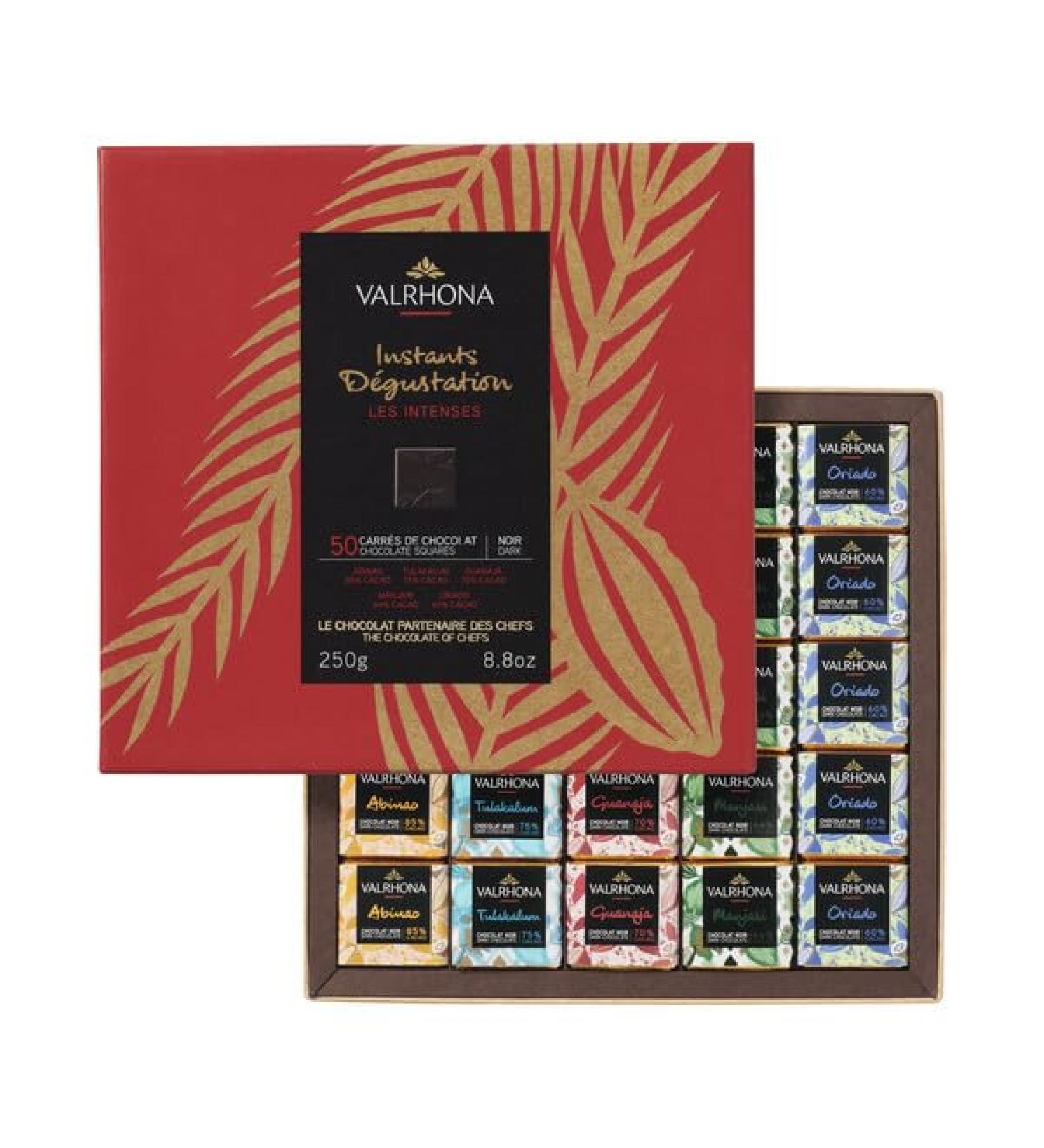 VALRHONA Les Intenses 50 Square Box Dark Chocolate