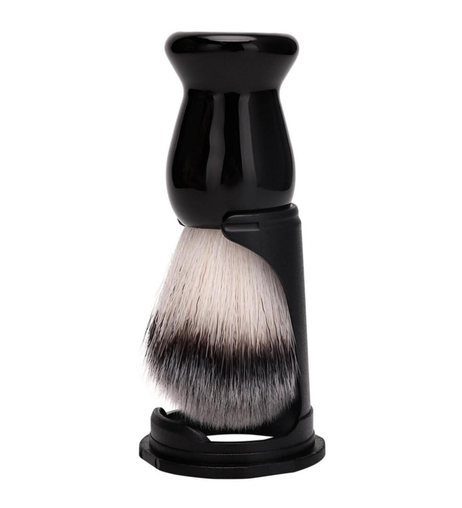 Patkaw Men's Shaving Brush - Plastic Hairdressing Salon Brush with Stand | Wet Shave Security Tool | Perfect Gift for Husbands & Fathers - Black - Buy Online on GoSupps.com