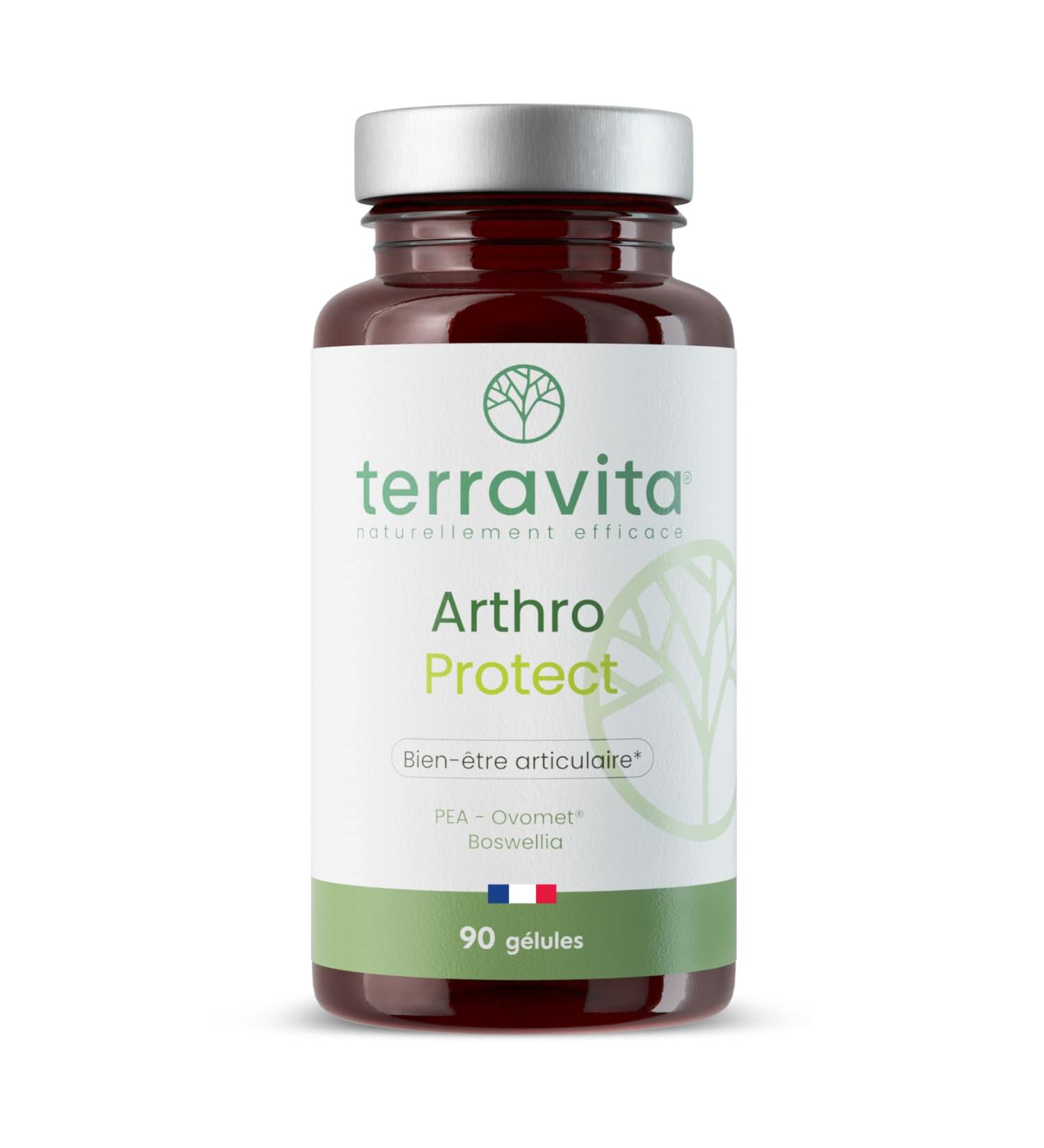Arthro Protect | Formule Articulation avec PEA + Ovomet (Glucosamine Chondro tine Collag ne MSM) + Boswellia | Soulage et Prot ge les Articulations | 90 G lules Vegan | Made in France | Terravita - Buy Online on GoSupps.com